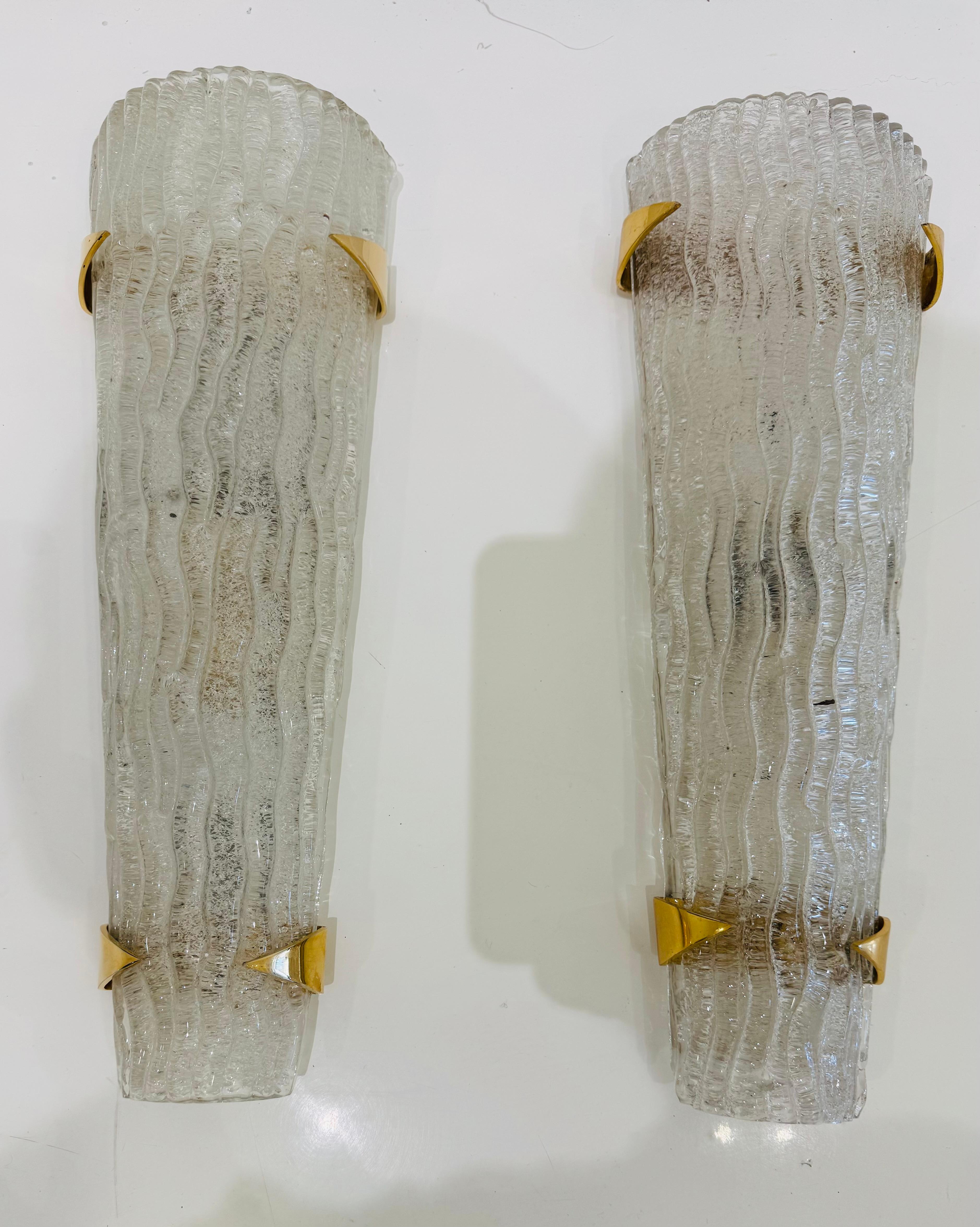 Large Pair French Mid Century Arlus Murano 1950s Wall Lamps For Sale 5