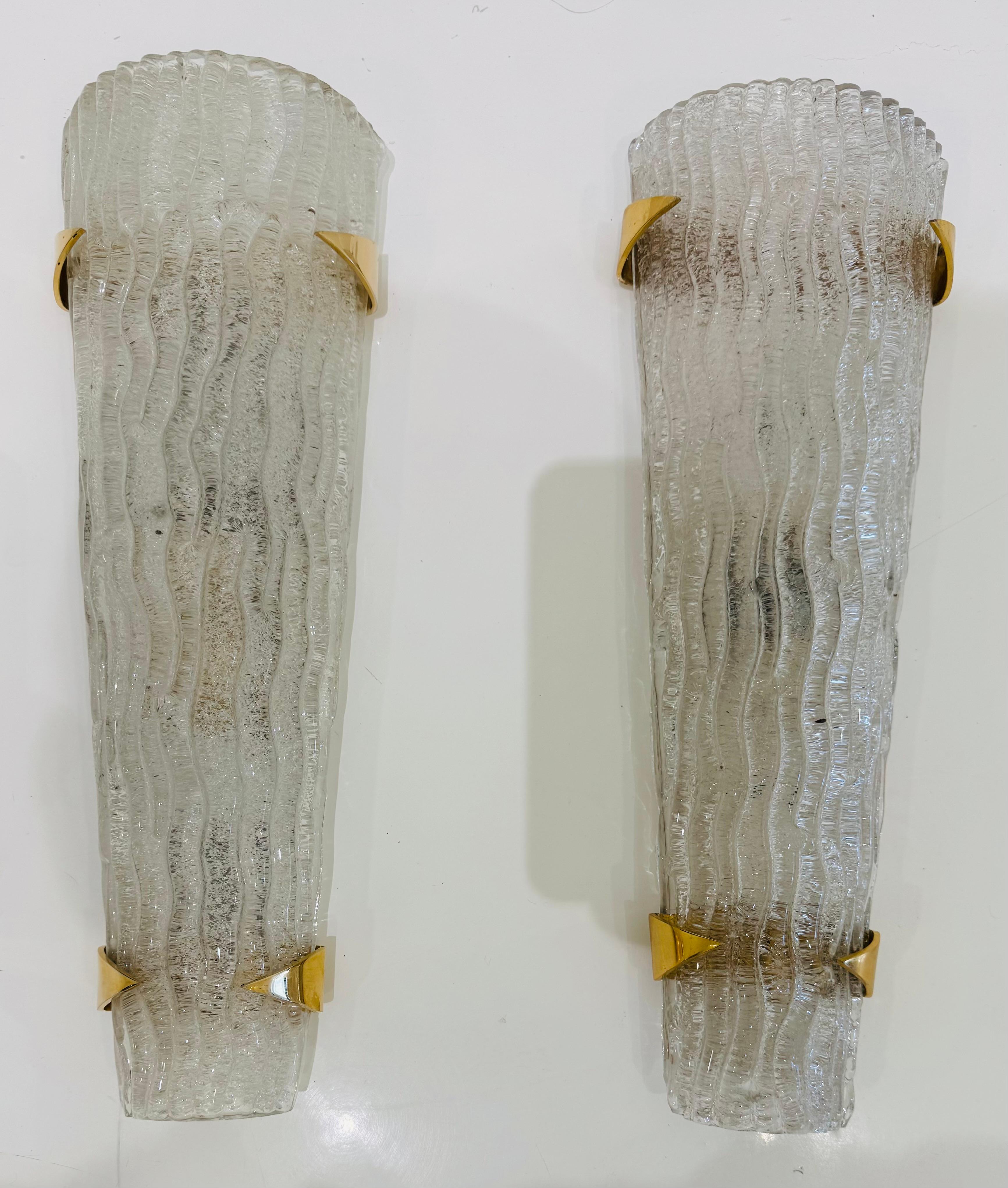 Large Pair French Mid Century Arlus Murano 1950s Wall Lamps For Sale 6