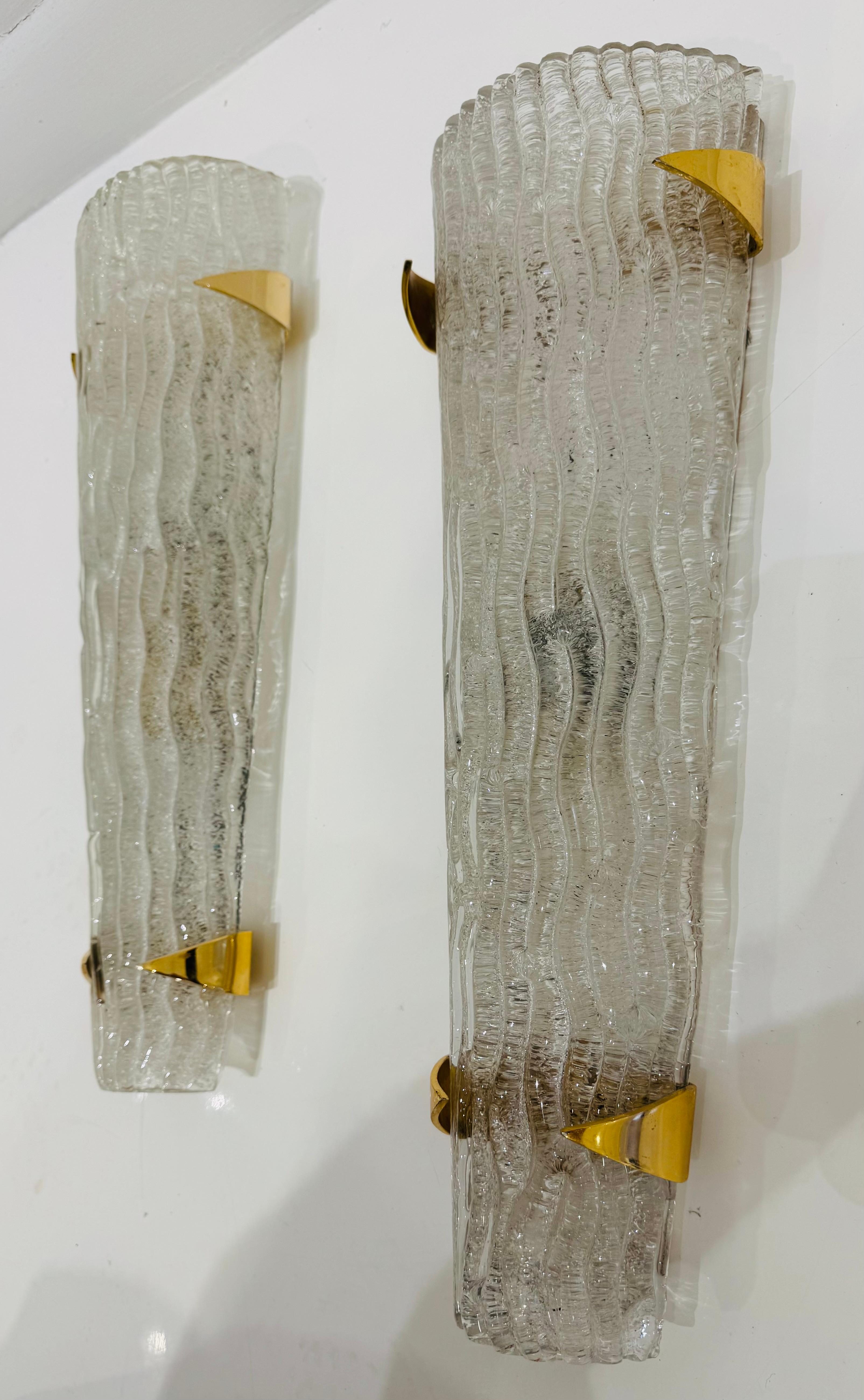 Mid-Century Modern Large Pair French Mid Century Arlus Murano 1950s Wall Lamps For Sale