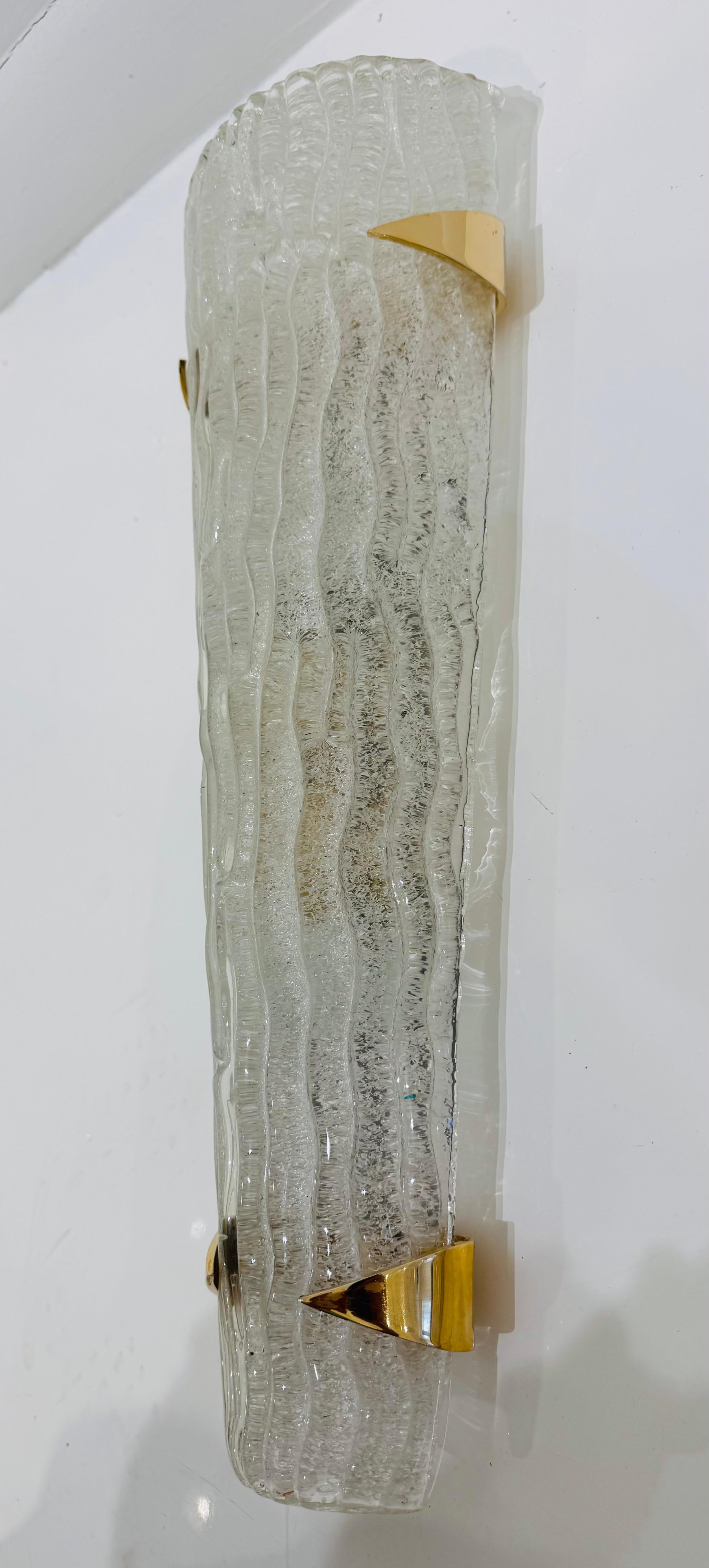 Large Pair French Mid Century Arlus Murano 1950s Wall Lamps In Good Condition For Sale In New York, NY
