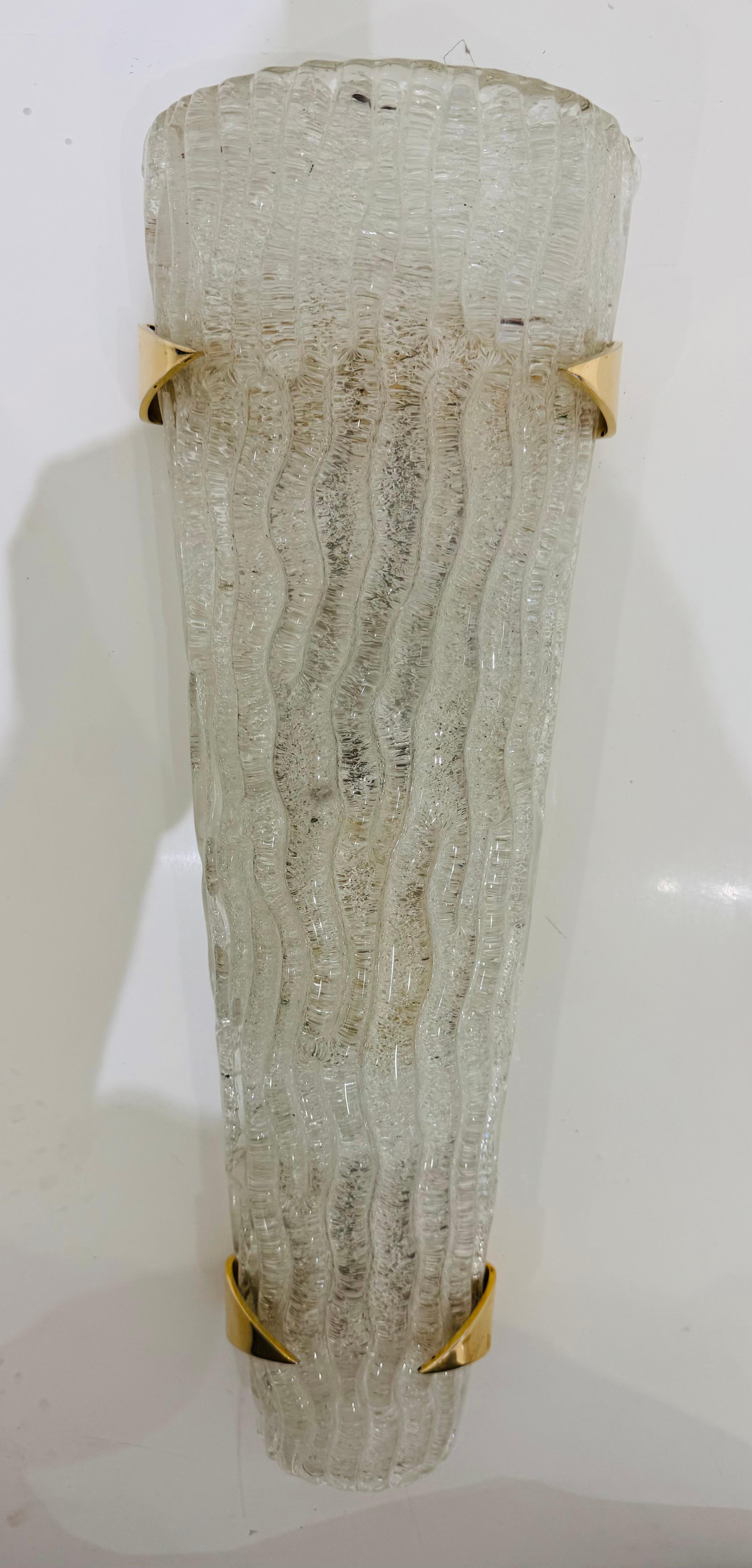 Mid-20th Century Large Pair French Mid Century Arlus Murano 1950s Wall Lamps For Sale