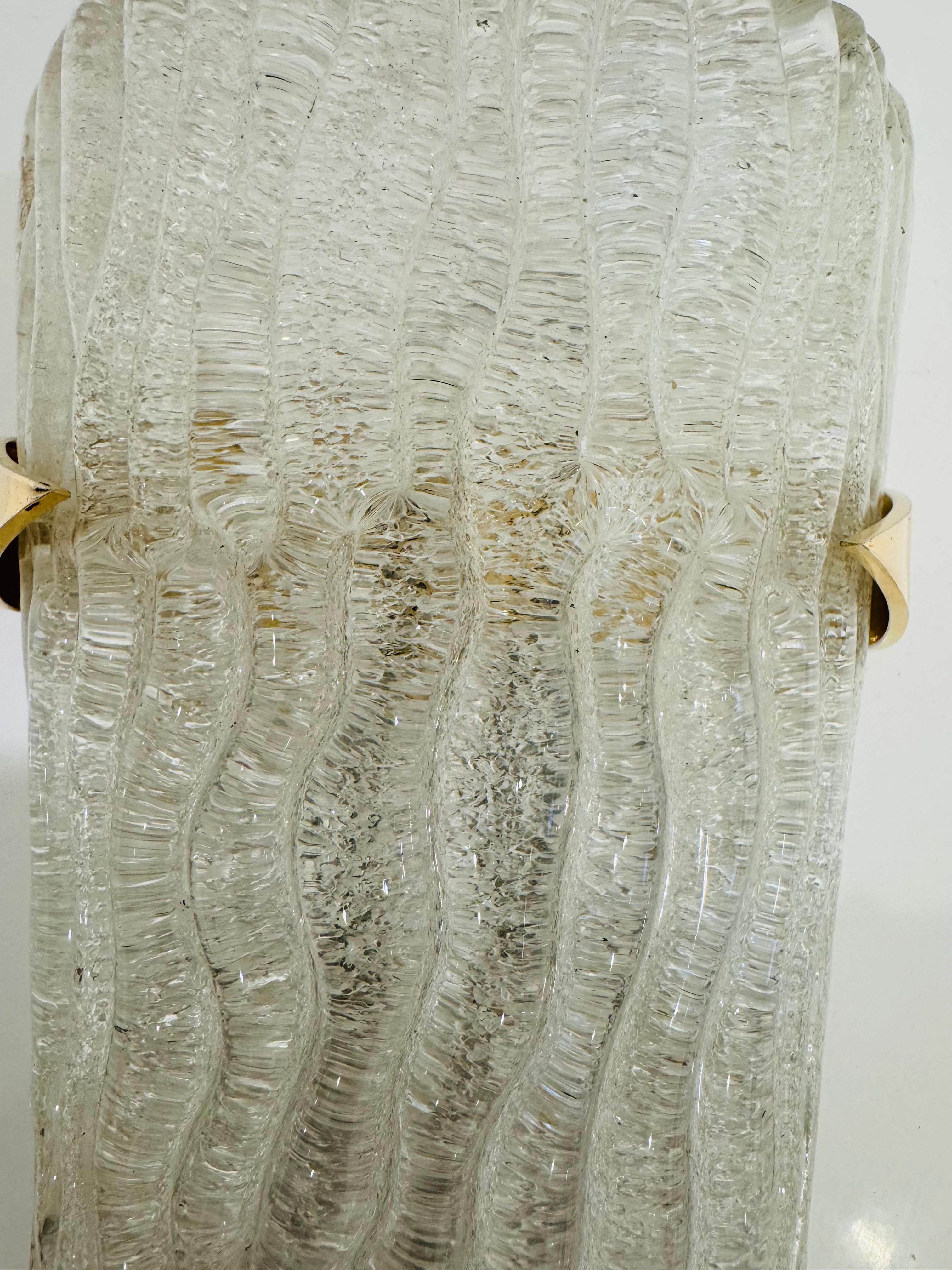 Brass Large Pair French Mid Century Arlus Murano 1950s Wall Lamps For Sale