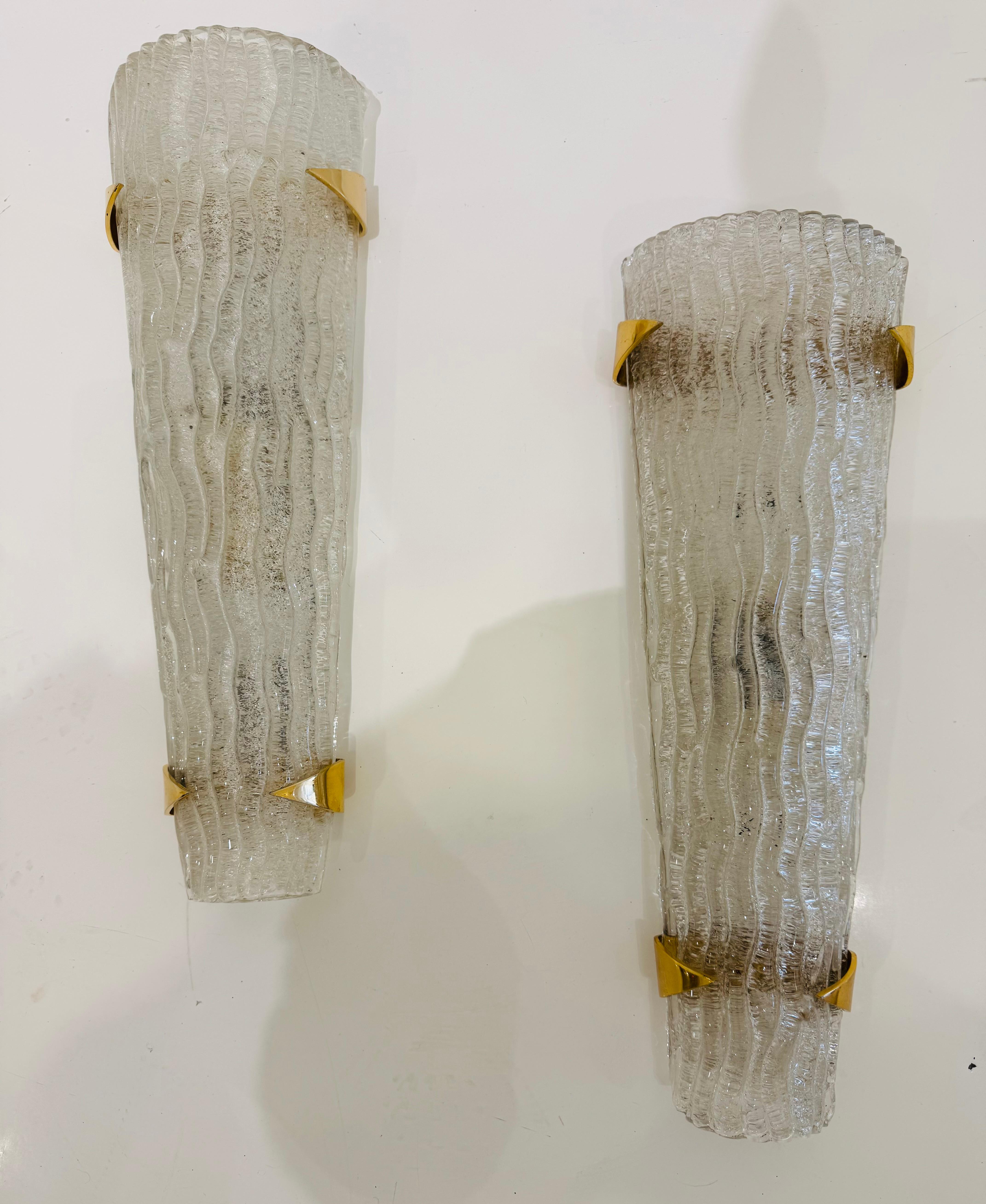 Large Pair French Mid Century Arlus Murano 1950s Wall Lamps For Sale 3