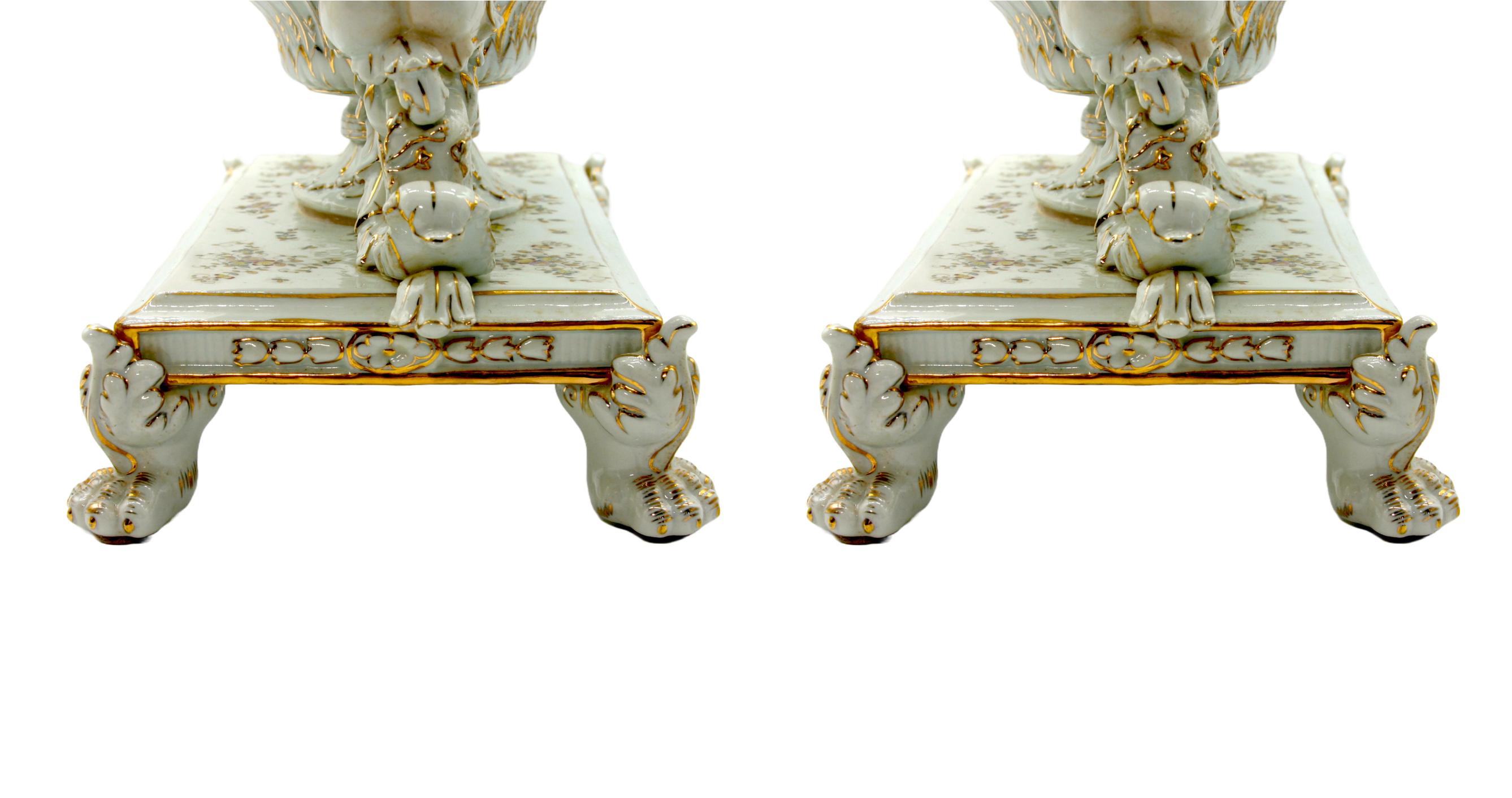 Large Pair German Porcelain Decorative Pieces In Good Condition For Sale In Tarry Town, NY