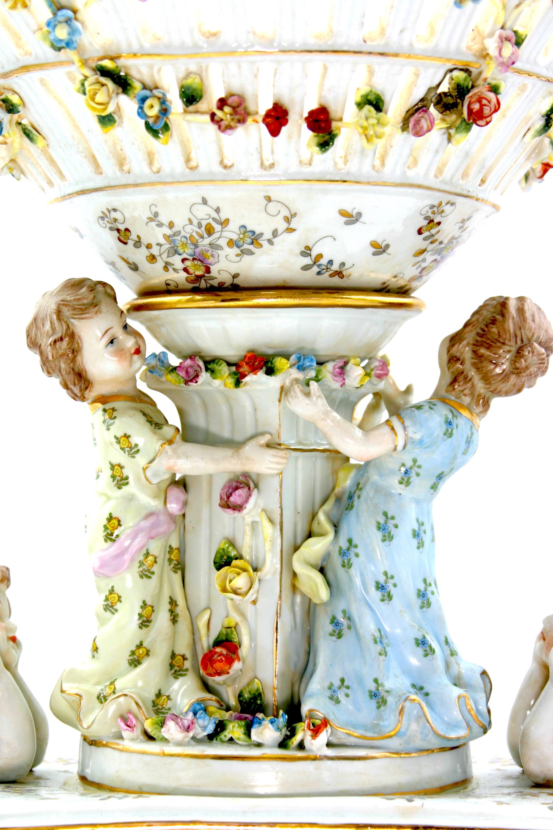 Large Pair German Porcelain Decorative Pieces For Sale 2
