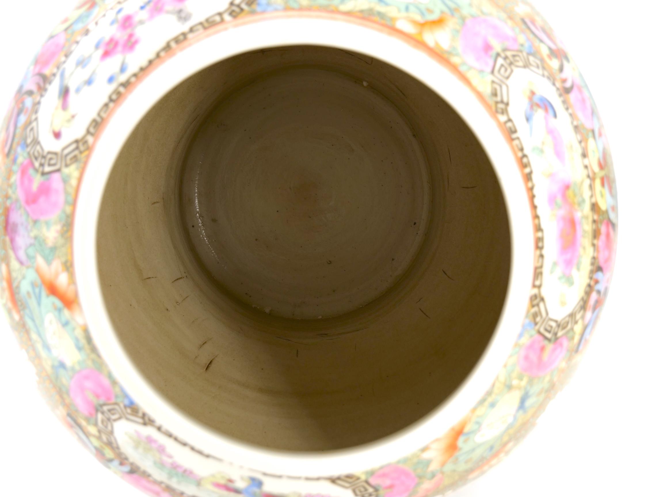 Large Pair Ginger Jar Porcelain Covered Urns 5