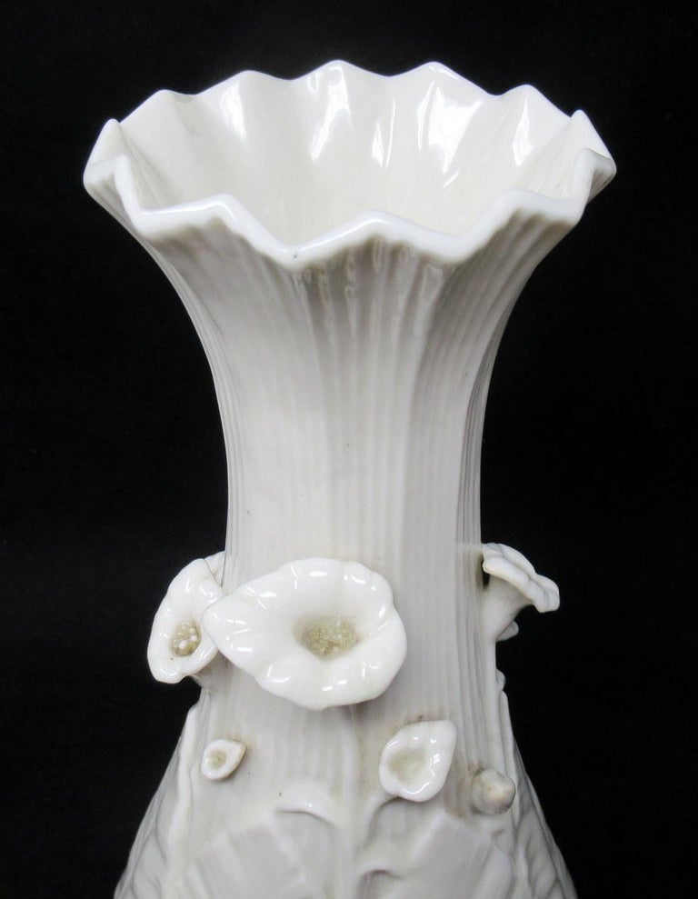 Large Pair Irish Belleek Nile Vases Cala Lily Black Mark 18631891