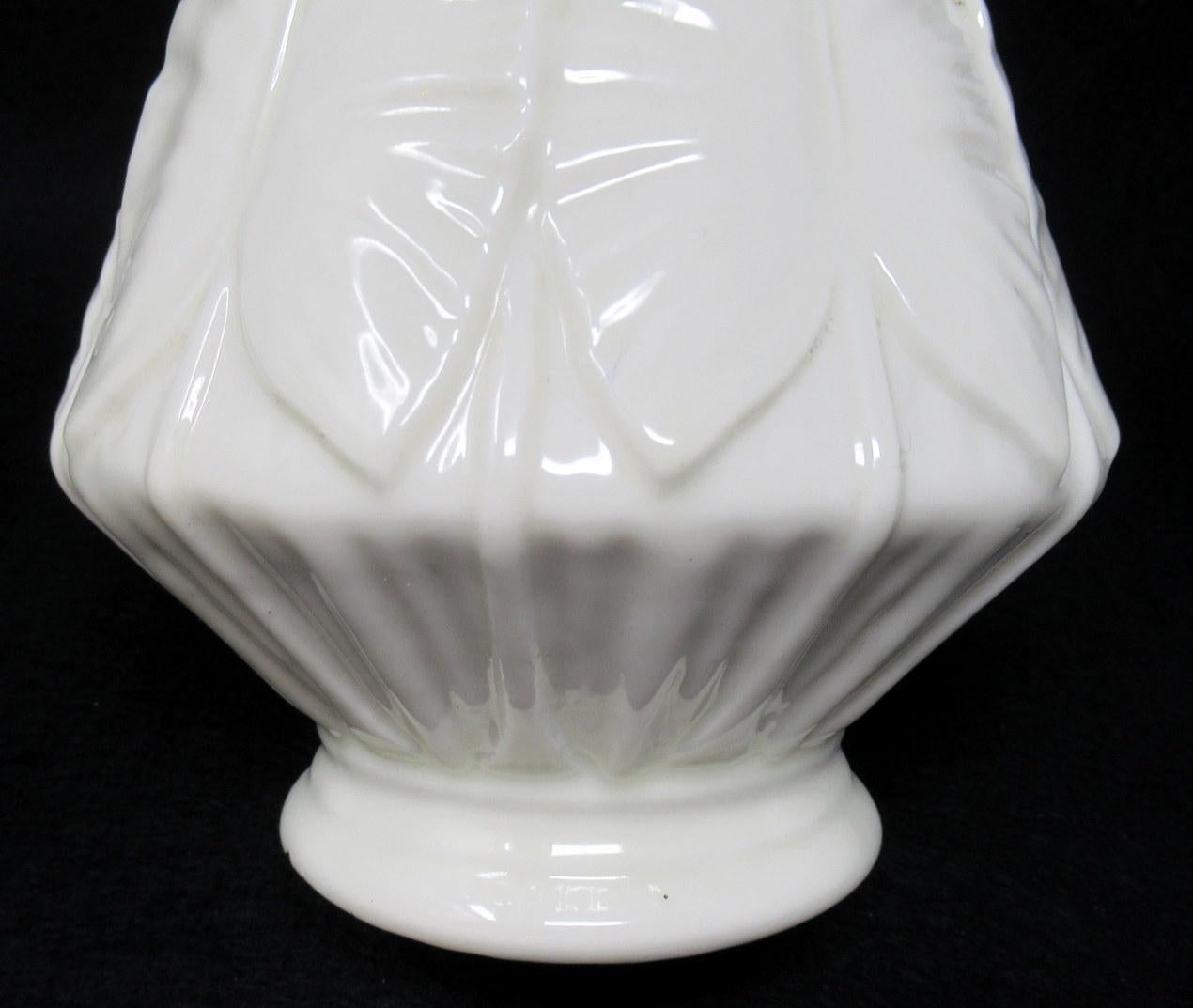 19th Century Large Pair Irish Belleek Nile Vases Cala Lily Black Mark 1863-1891 Ireland