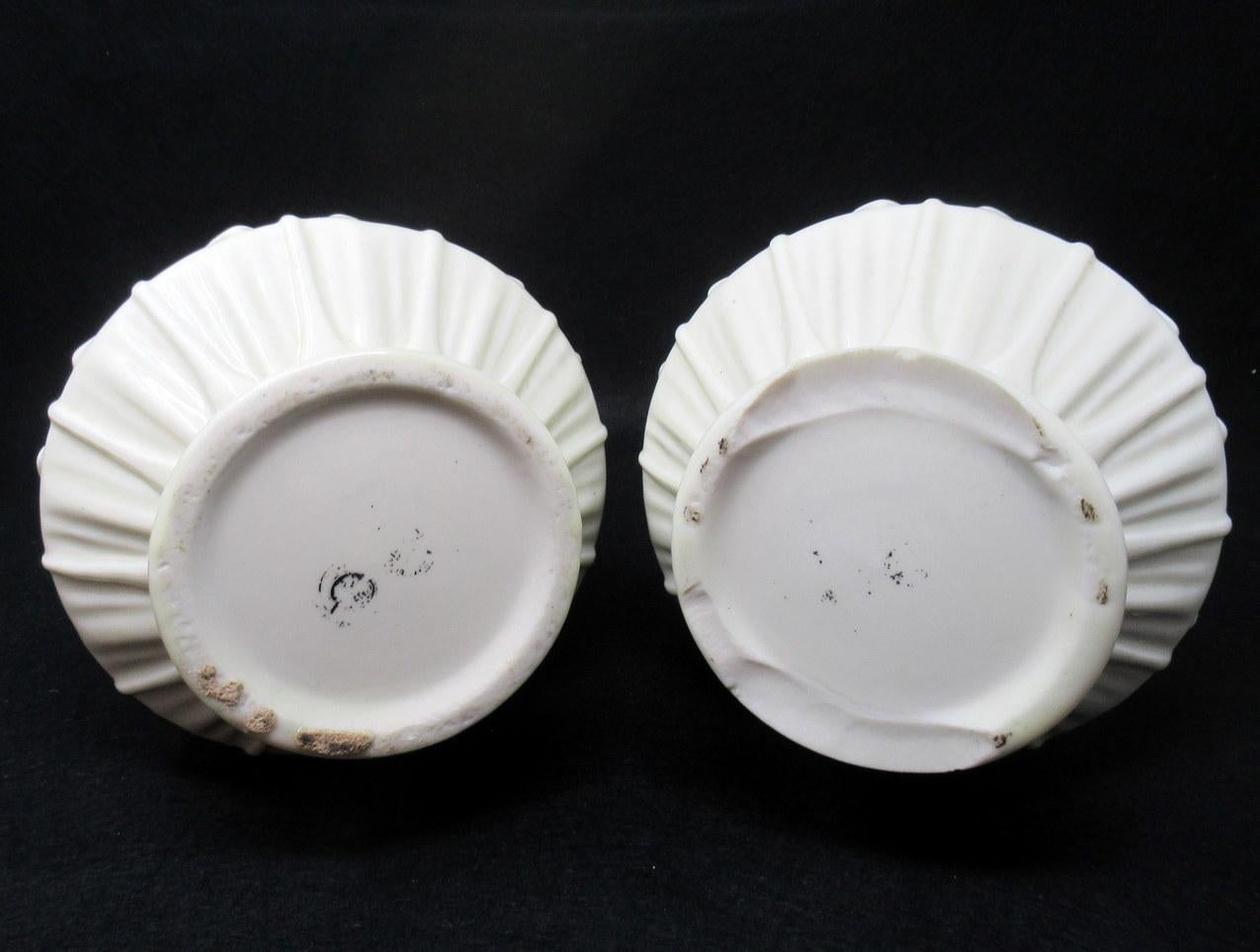 Large Pair Irish Belleek Nile Vases Cala Lily Black Mark 1863-1891 Ireland 1