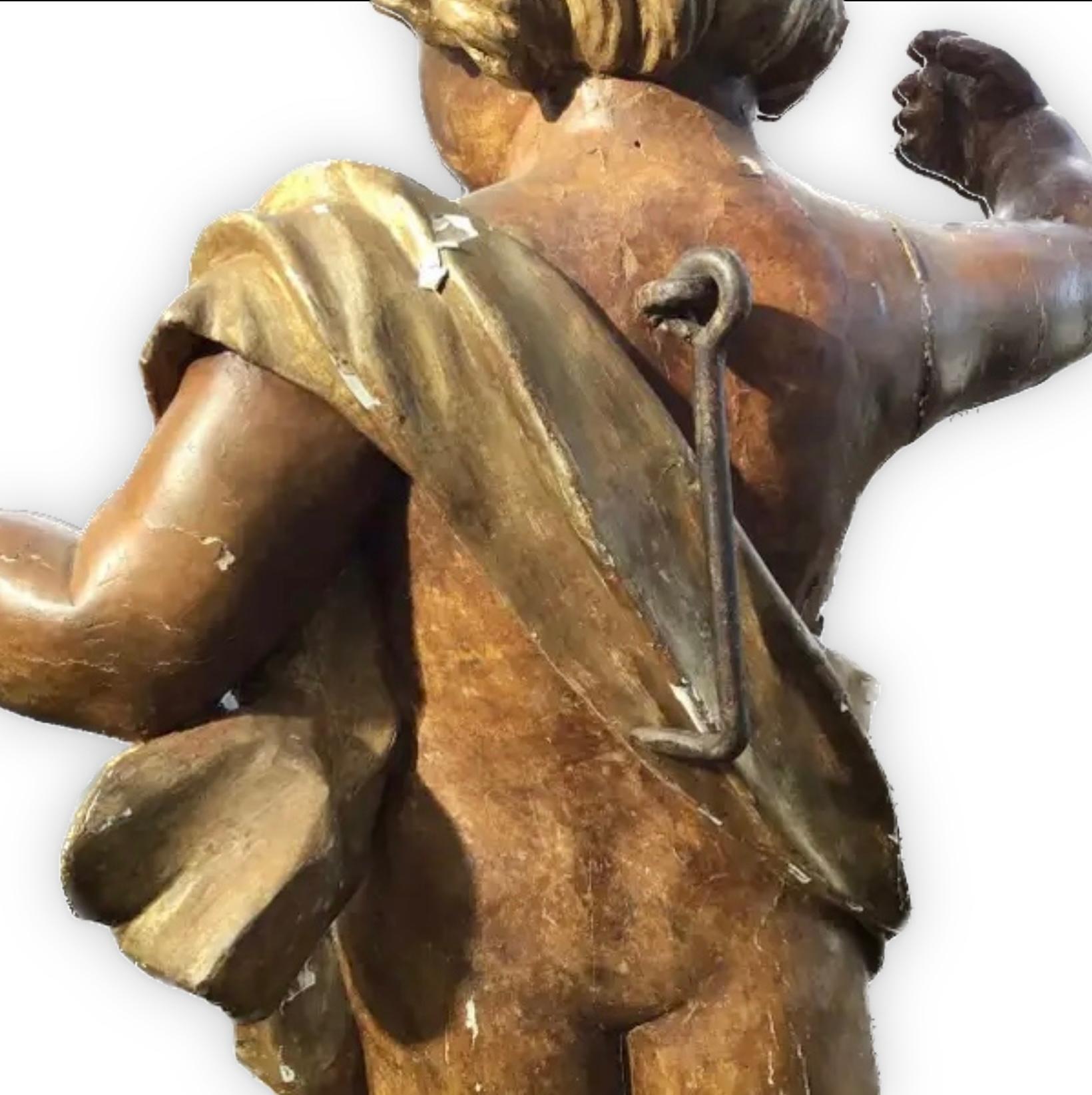 Grande coppia di Cherubini/Angeli in legno dorato e policromi del XVIII secolo In condizioni buone in vendita a Bradenton, FL