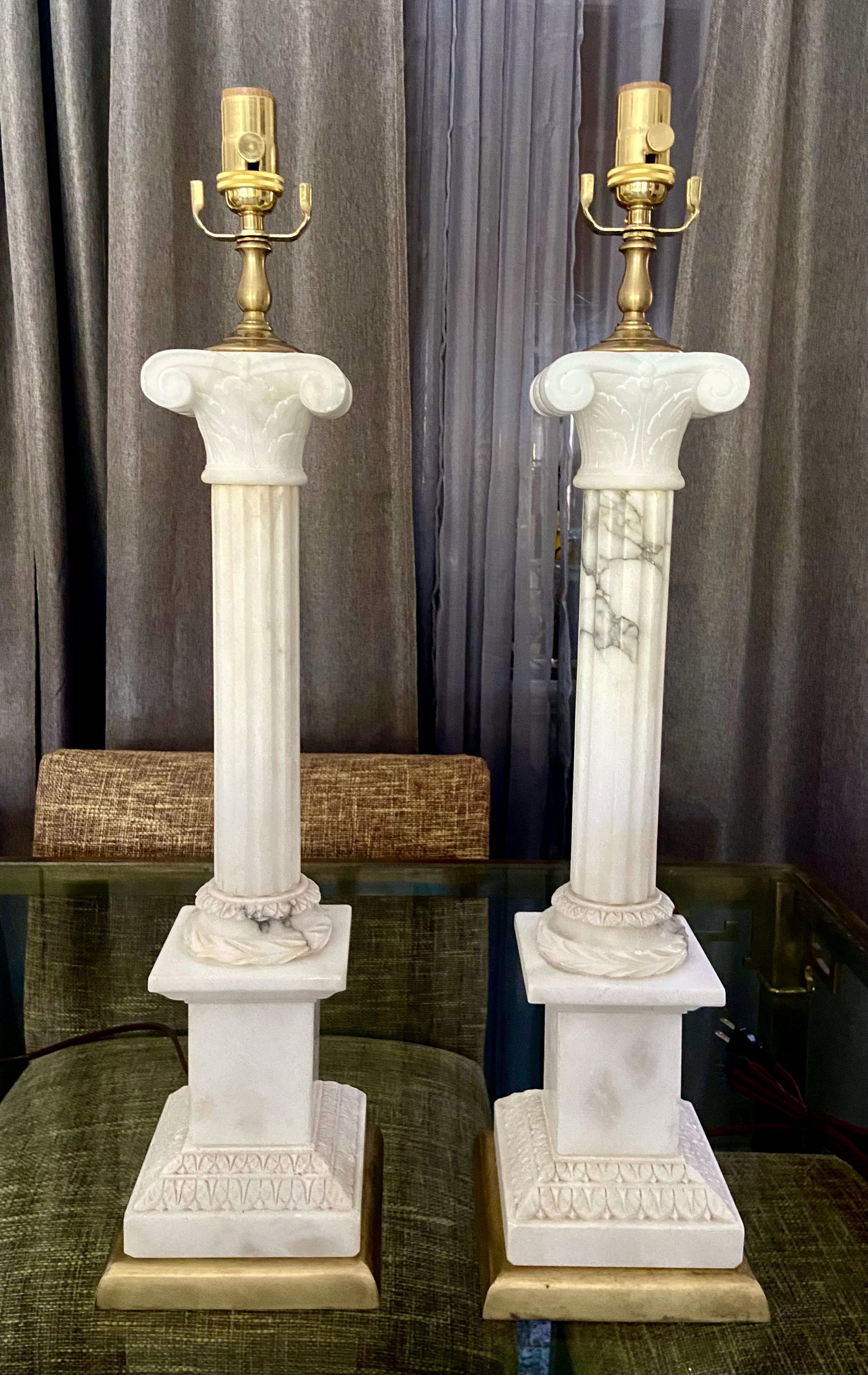 alabaster column lamp