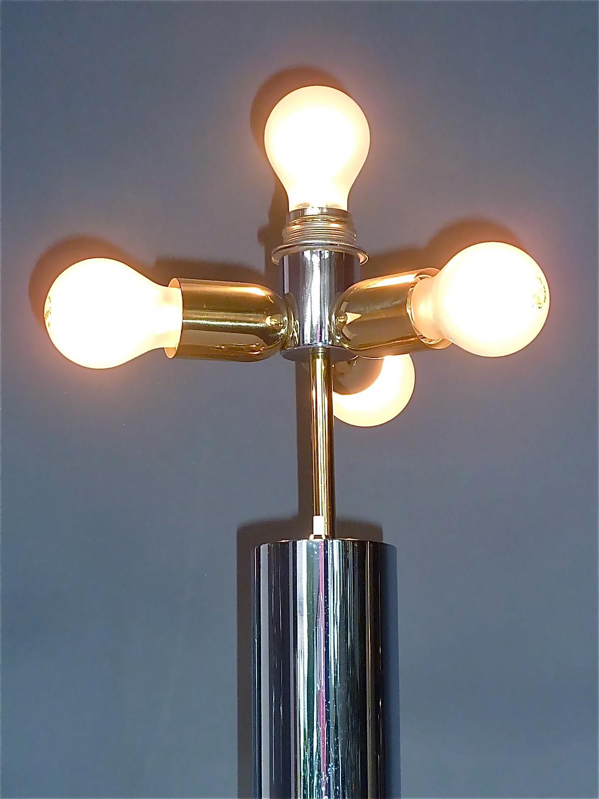 Large Pair Italian Table Lamps Rizzo Rega Crespi Style Chrome Gilt Brass 1970s 8