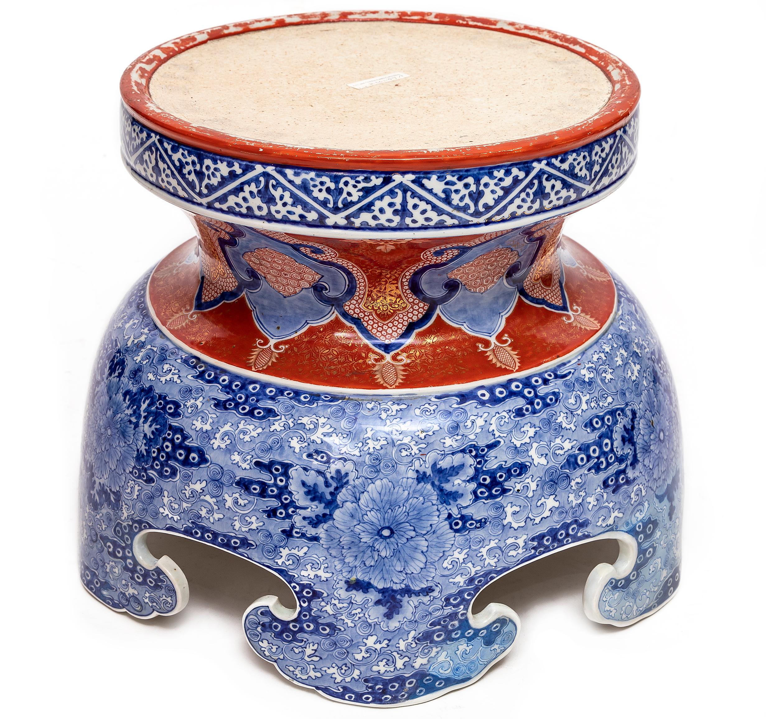 Large Pair Japanese Coral Ground Imari Covered Vases on Stands, Getty Collection For Sale 7