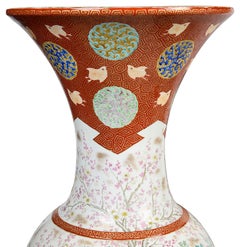 Large pair Japanese Fukagawa porcelain vases on stands, circa 1890.