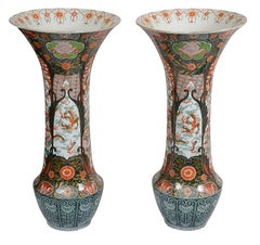 Large pair Japanese Imari Spill vases, C19th, 93cm high