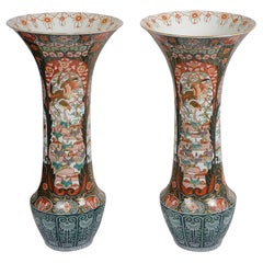 Large pair Japanese Imari Spill vases, C19th, 93cm high