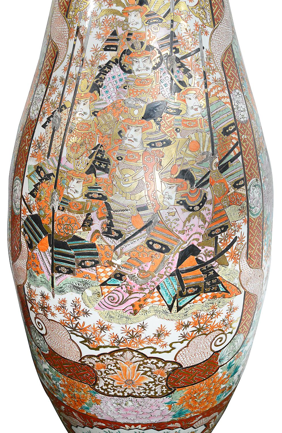 Large Pair Japanese Kutani Vases, circa 1900 For Sale 5