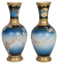 Large pair Japanese Satsuma vases, circa 1890 50cm