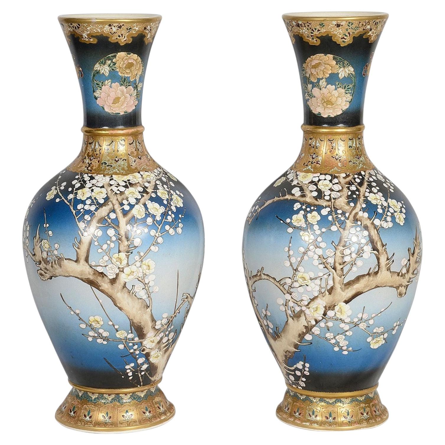 Grande coppia di vasi giapponesi Satsuma, circa 1890 50 cm