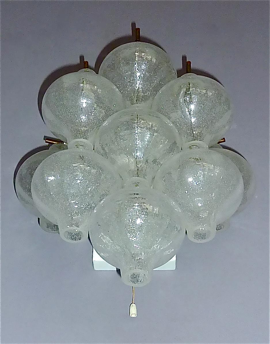 Large Pair of Kalmar Tulipan Wall Lights Sconces Murano Glass White Brass, 1960s For Sale 2