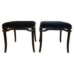 Large Pair Lacquered Chinoiserie Stools