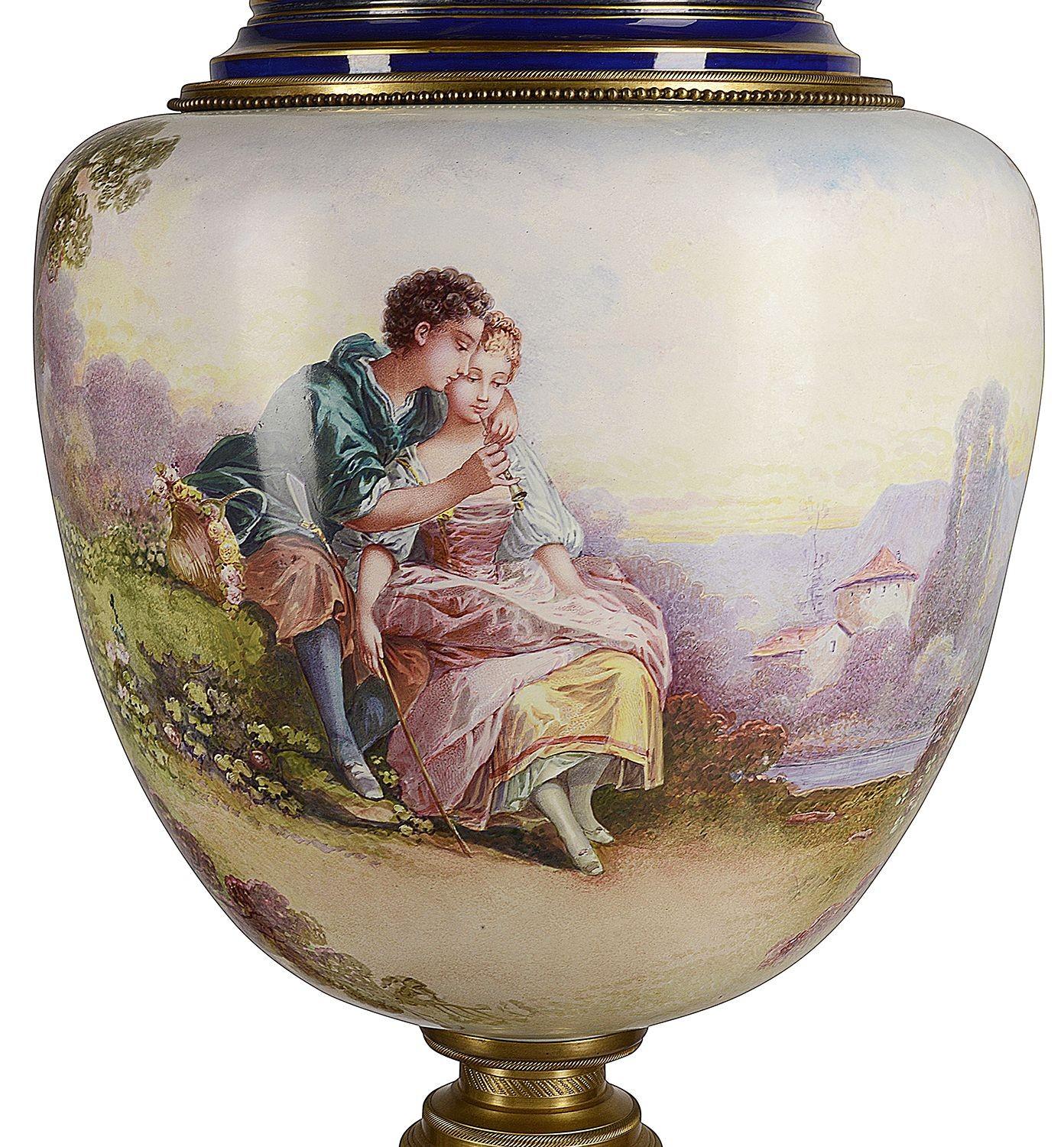 Large Pair Late 19th Century Sevres Style Porcelain Vase For Sale 1