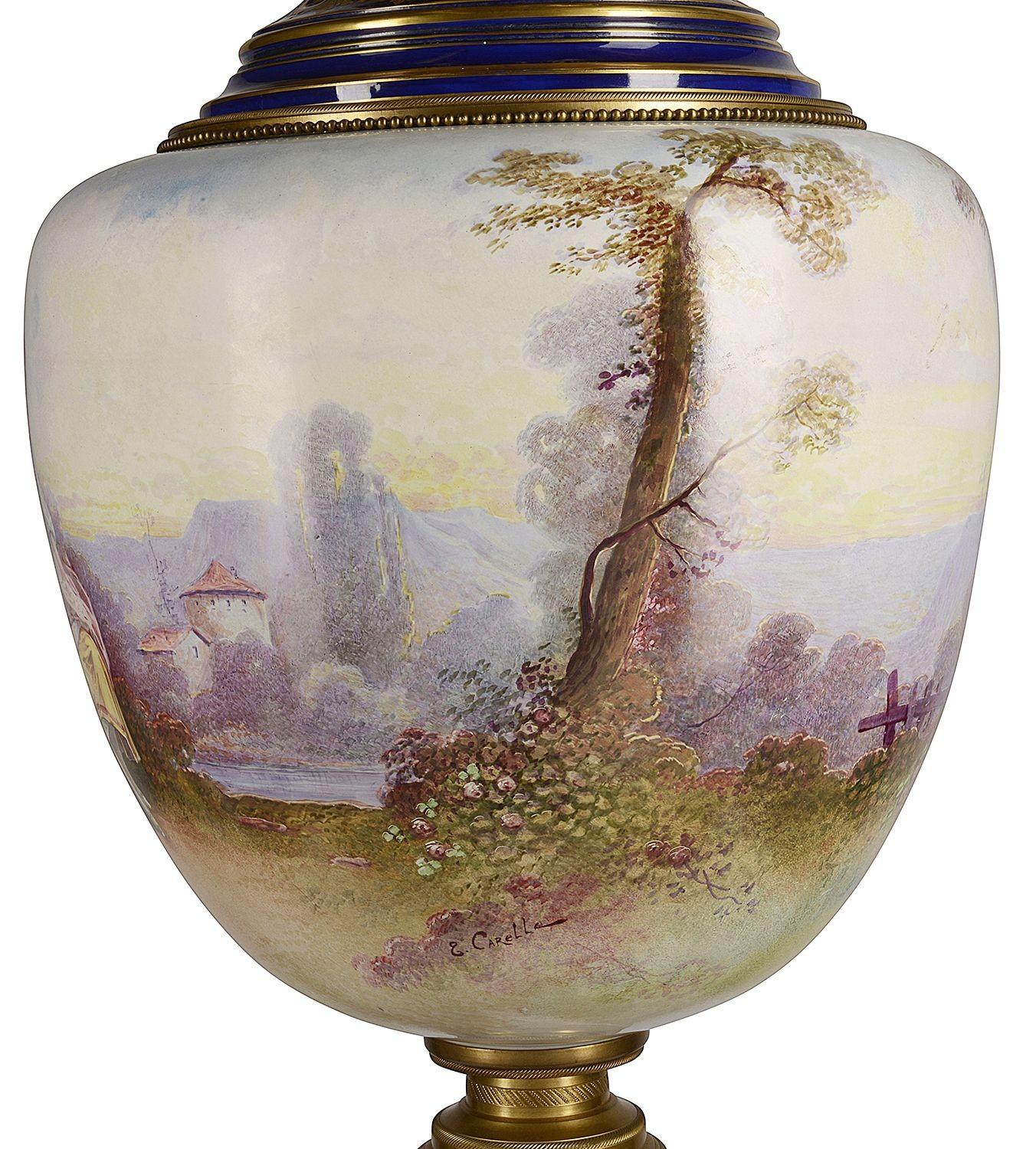 Large Pair Late 19th Century Sevres Style Porcelain Vase For Sale 2