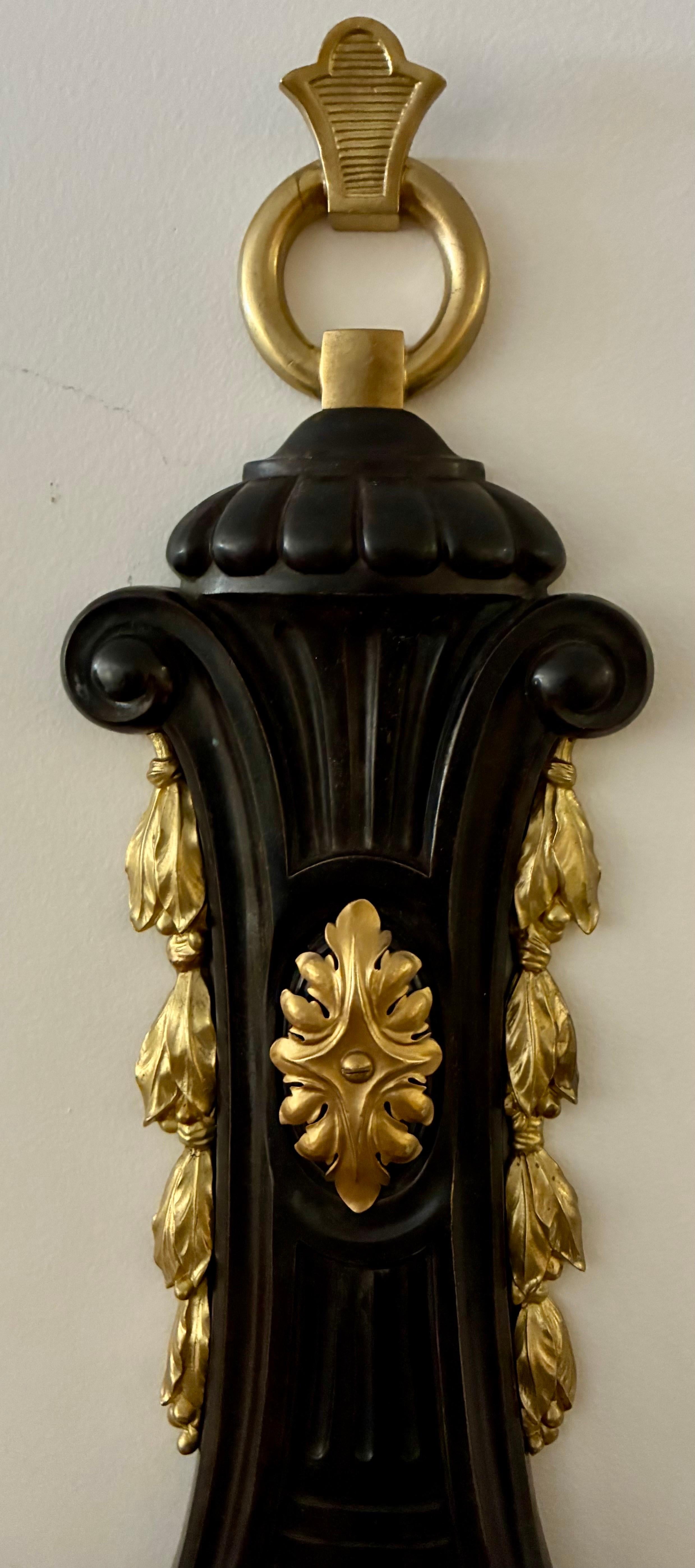 Large Pair Louis XIV Style Bronze Three Arm Sconces For Sale 6