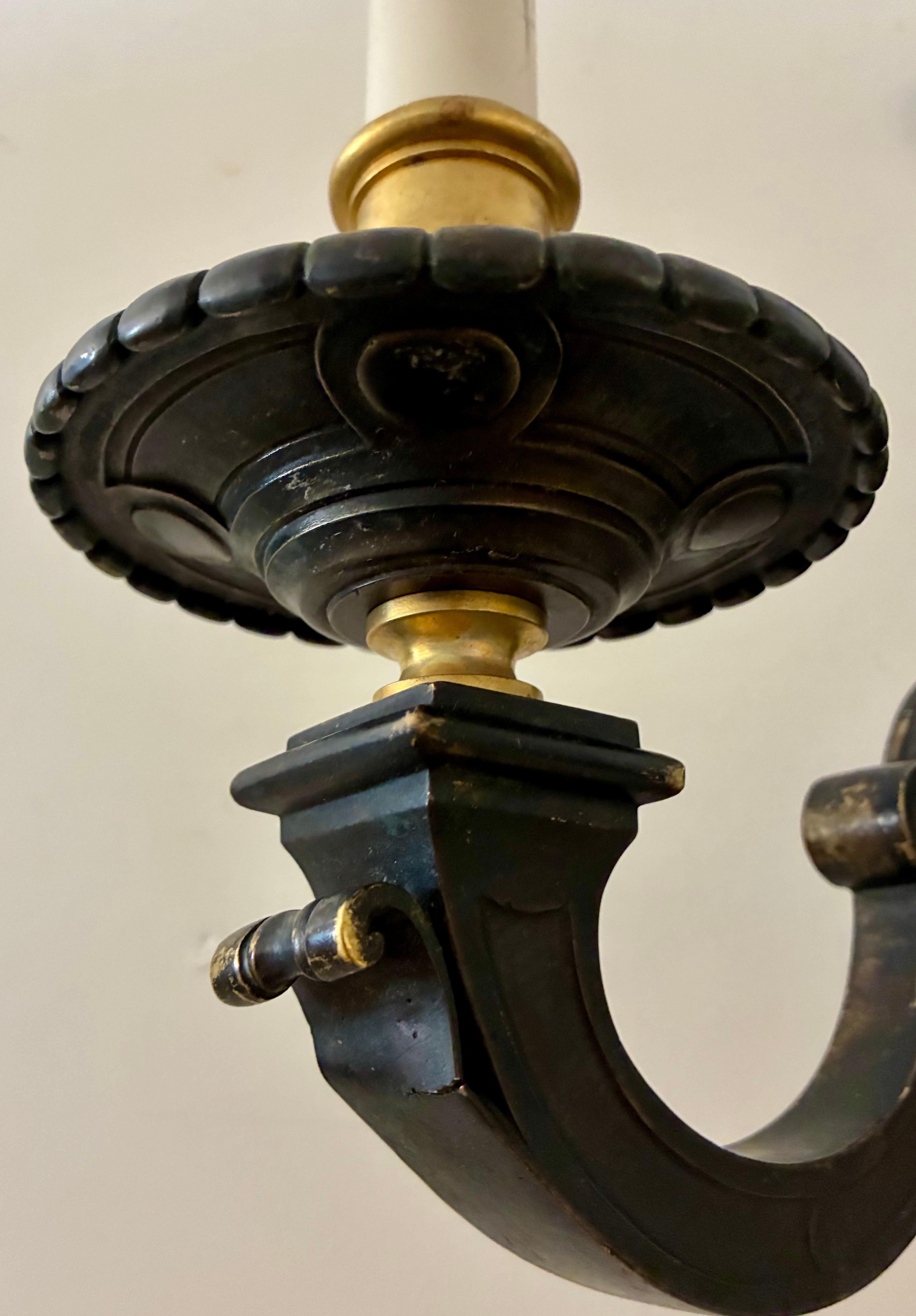 Large Pair Louis XIV Style Bronze Three Arm Sconces For Sale 3