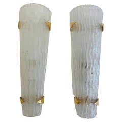 Large Pair Maison Arlus French Mid Century  Murano 1950s Wall Lamps