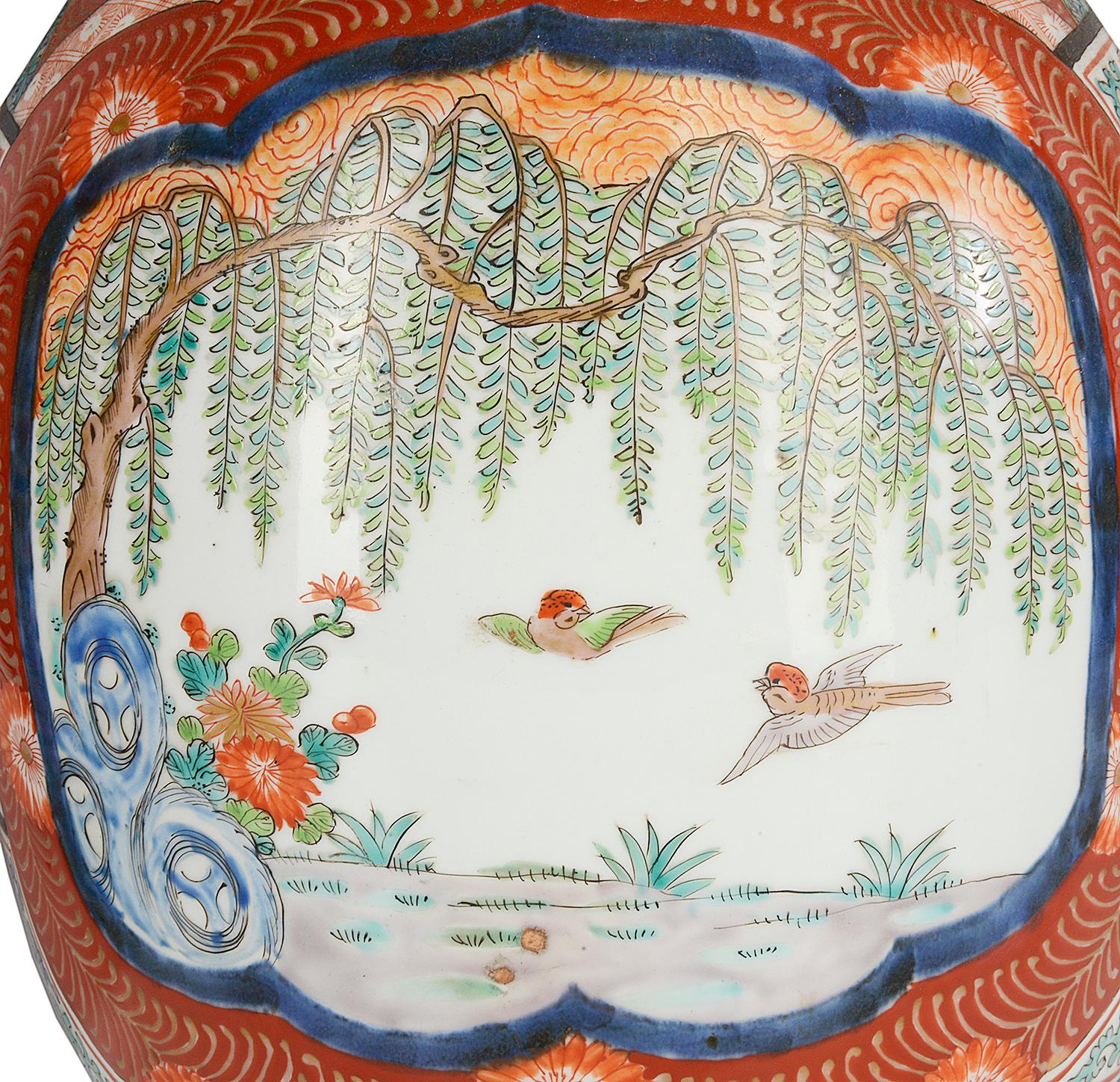 Large Pair Meiji Period Japanese Kutani Vases For Sale 1