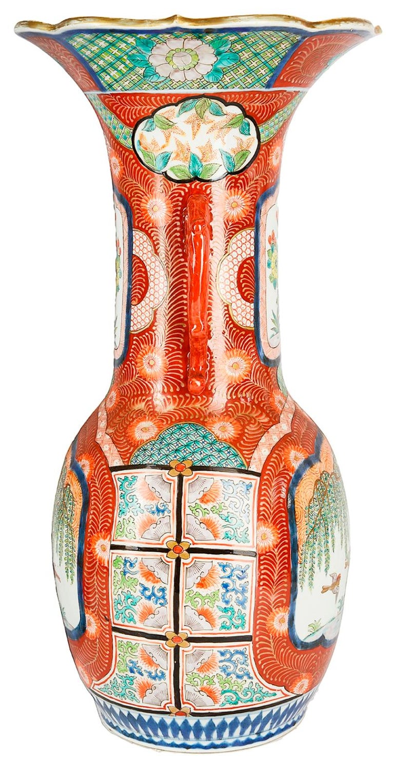 Large Pair Meiji Period Japanese Kutani Vases For Sale at 1stDibs