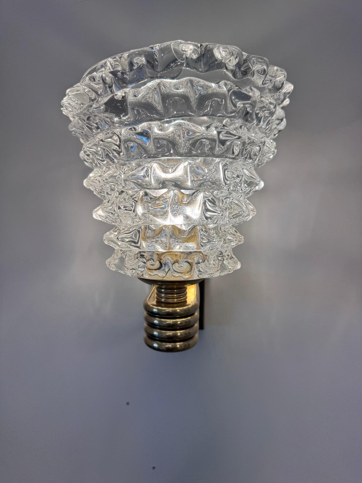 Mid-Century moderno Coppia di grandi lampade di Murano in vetro rostrato in vendita