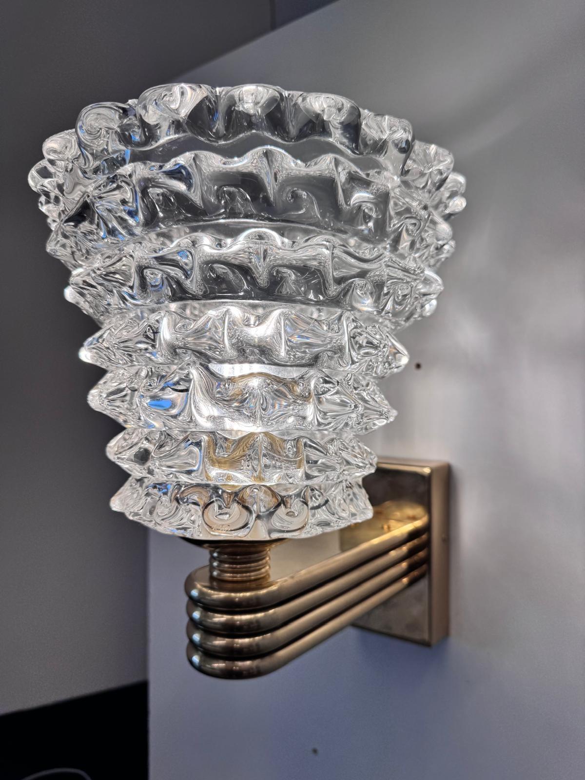 Italiano Coppia di grandi lampade di Murano in vetro rostrato in vendita
