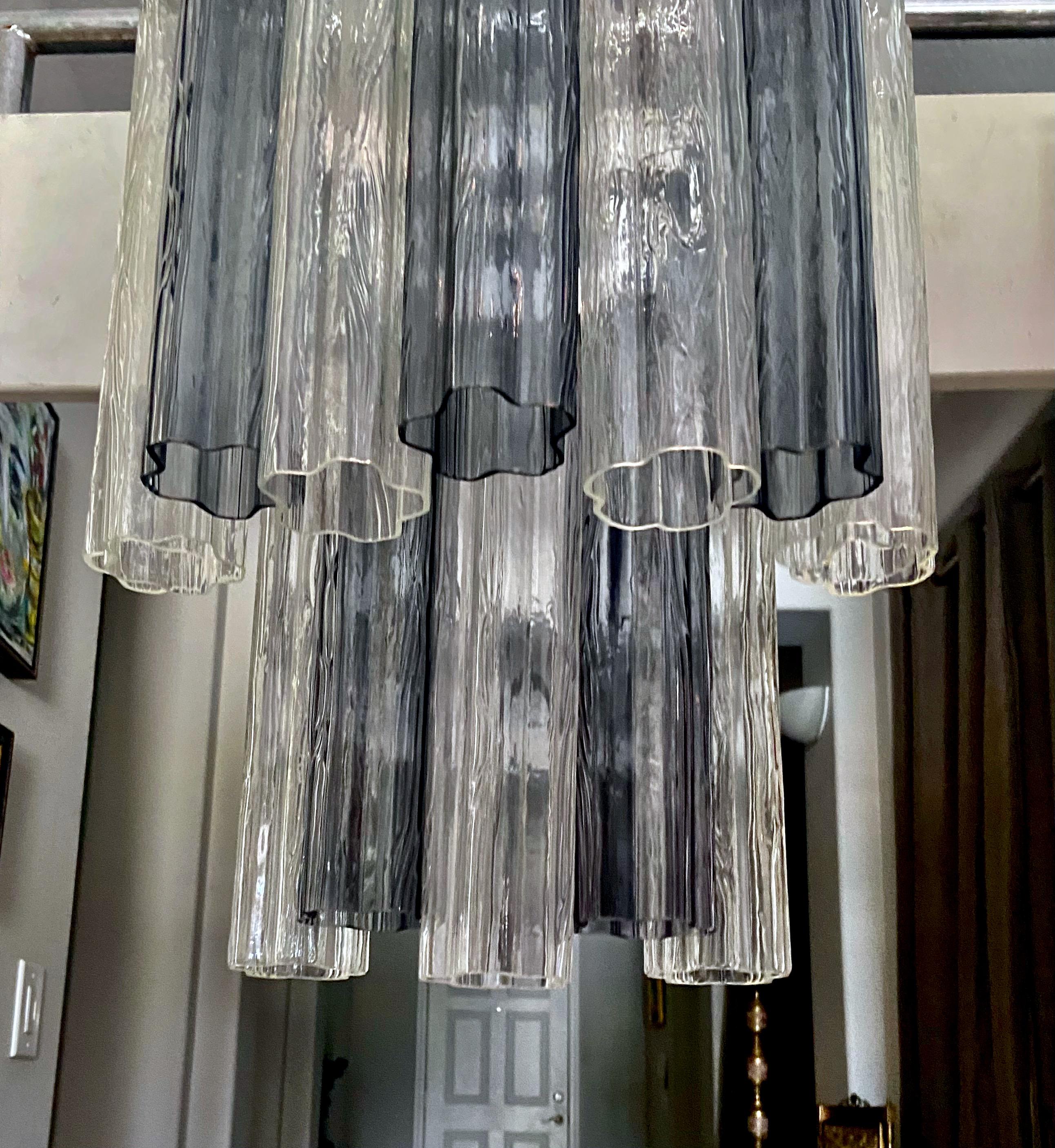 Large Pair Murano Tonchi Glass Tubes Wall Sconces For Sale 10