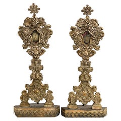 Large Pair of 18th / 19th Century Italian Silvered Reliquaries