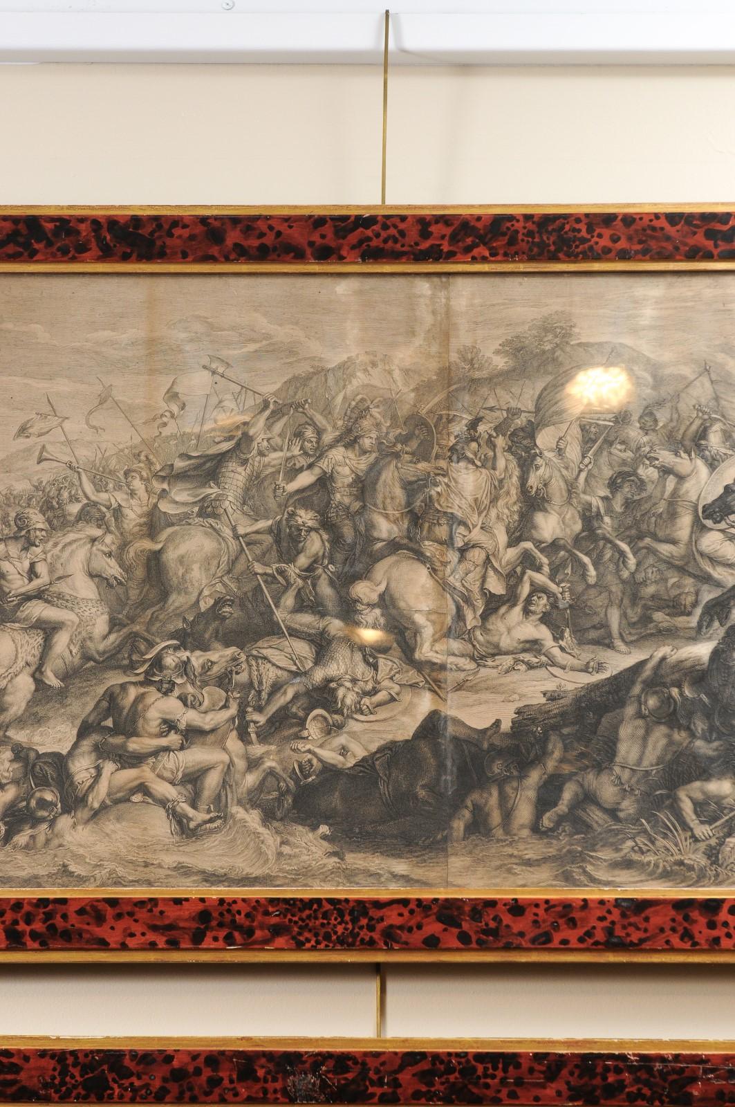 Grande coppia di incisioni di scene di battaglia continentali del XVIII secolo in vendita 5