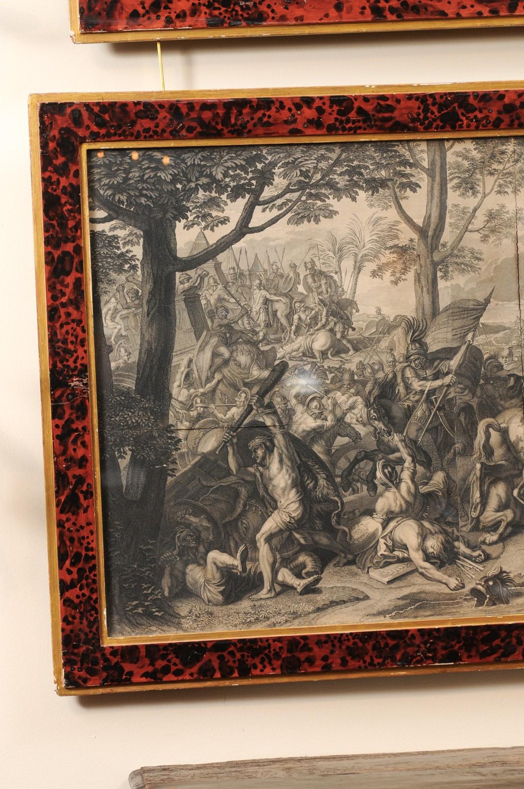 Fino al XVIII secolo Grande coppia di incisioni di scene di battaglia continentali del XVIII secolo in vendita