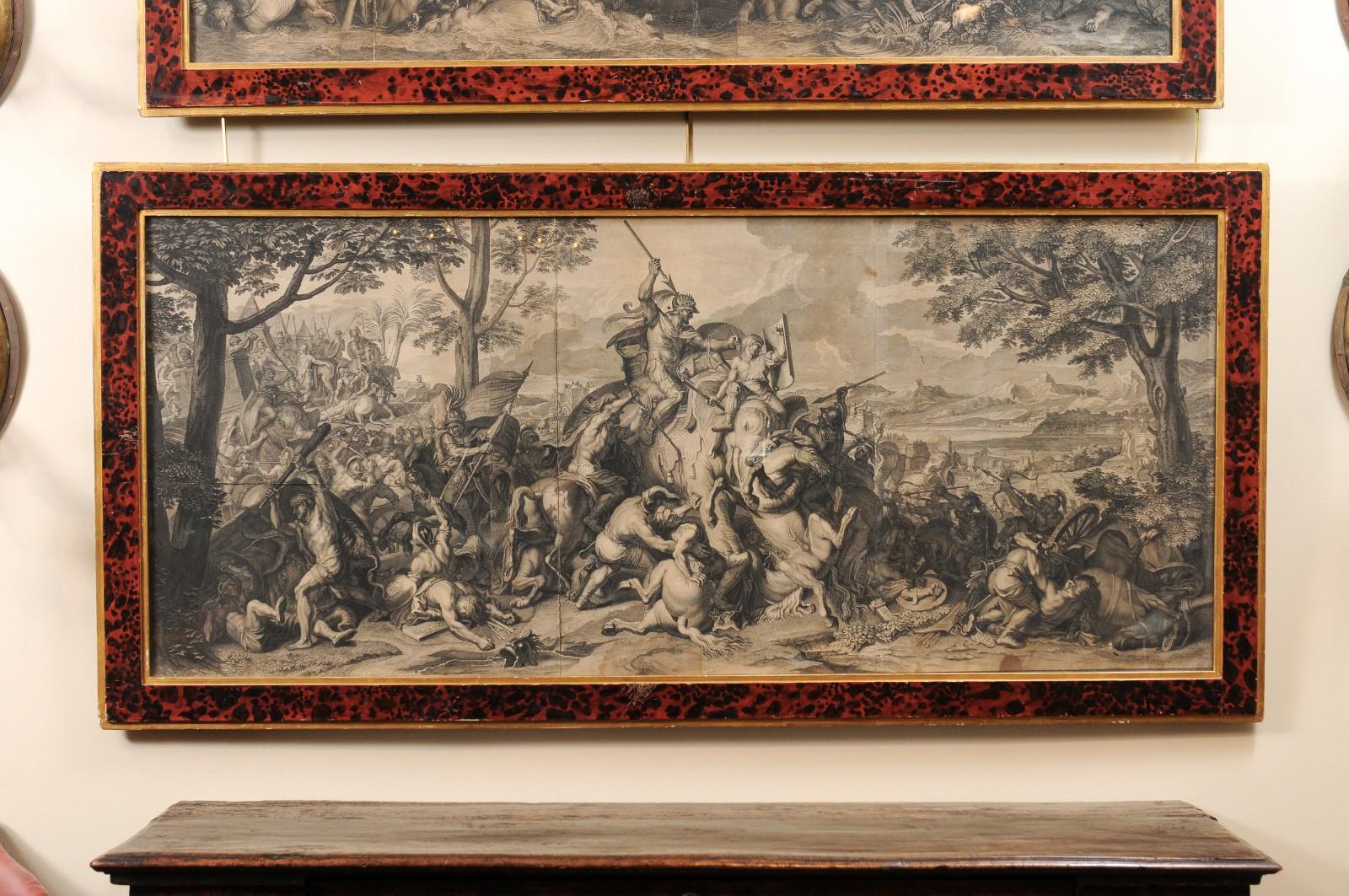 Grande coppia di incisioni di scene di battaglia continentali del XVIII secolo in vendita 2