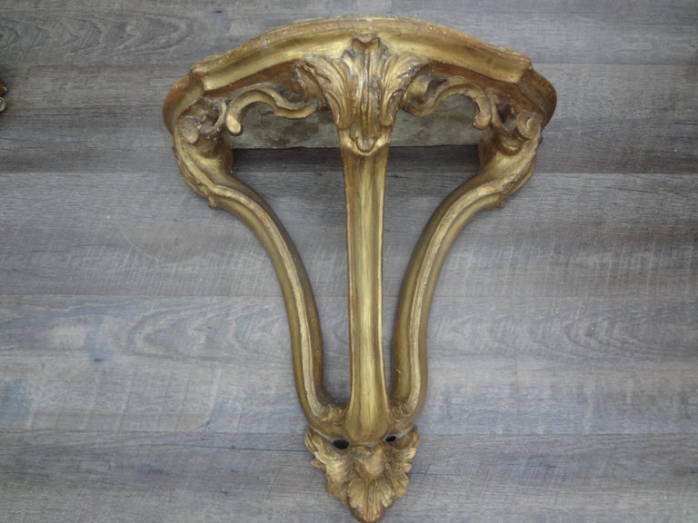 Large Pair of 18th Century Italian Baroque Giltwood Wall Brackets For ...