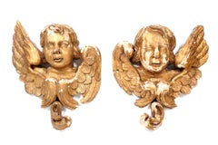 Large Pair of 18th Century Italian Carved Cherub Busts