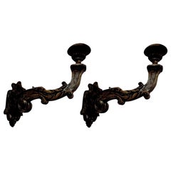 Antique Large Pair of 18th Century Venetian Silver Gilt Sconces