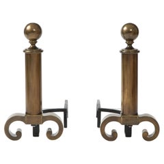 Vintage Large Pair of 1940's Bronzed Finished Andirons