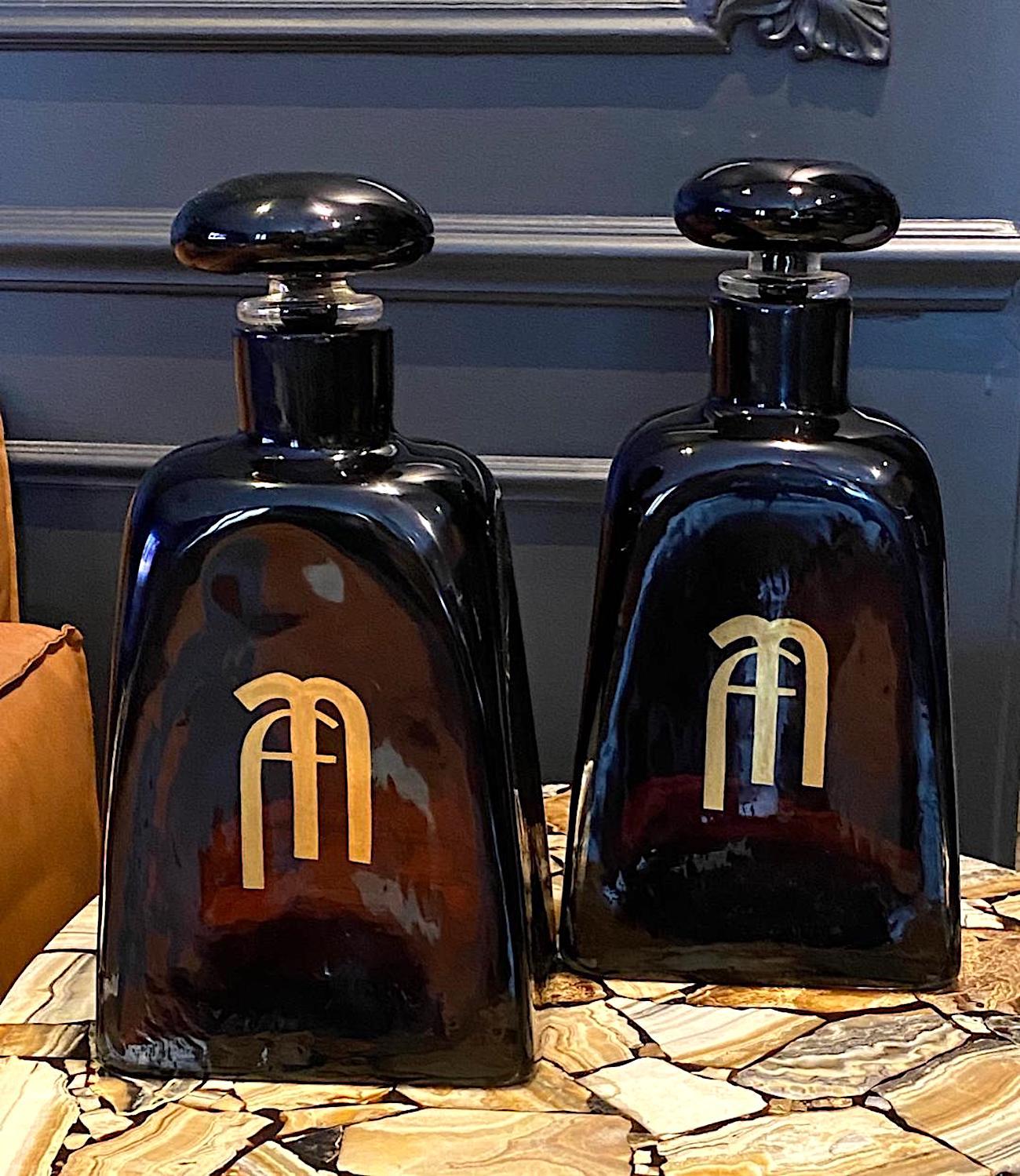Large Pair of 1950s Paolo Venini Murano Glass Bottles 5