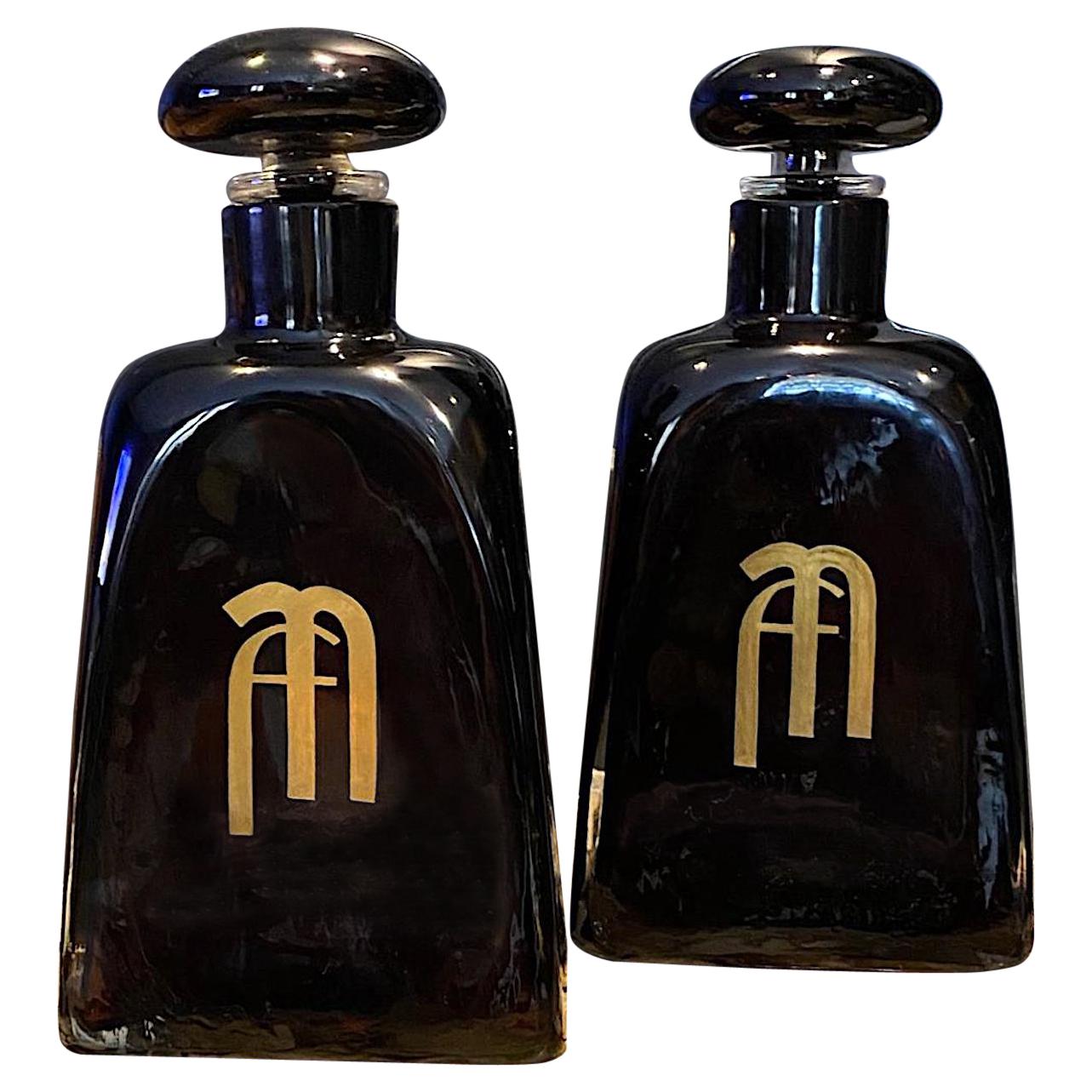 Large Pair of 1950s Paolo Venini Murano Glass Bottles
