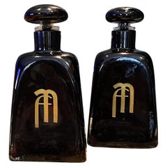 Retro Large Pair of 1950s Paolo Venini Murano Glass Bottles