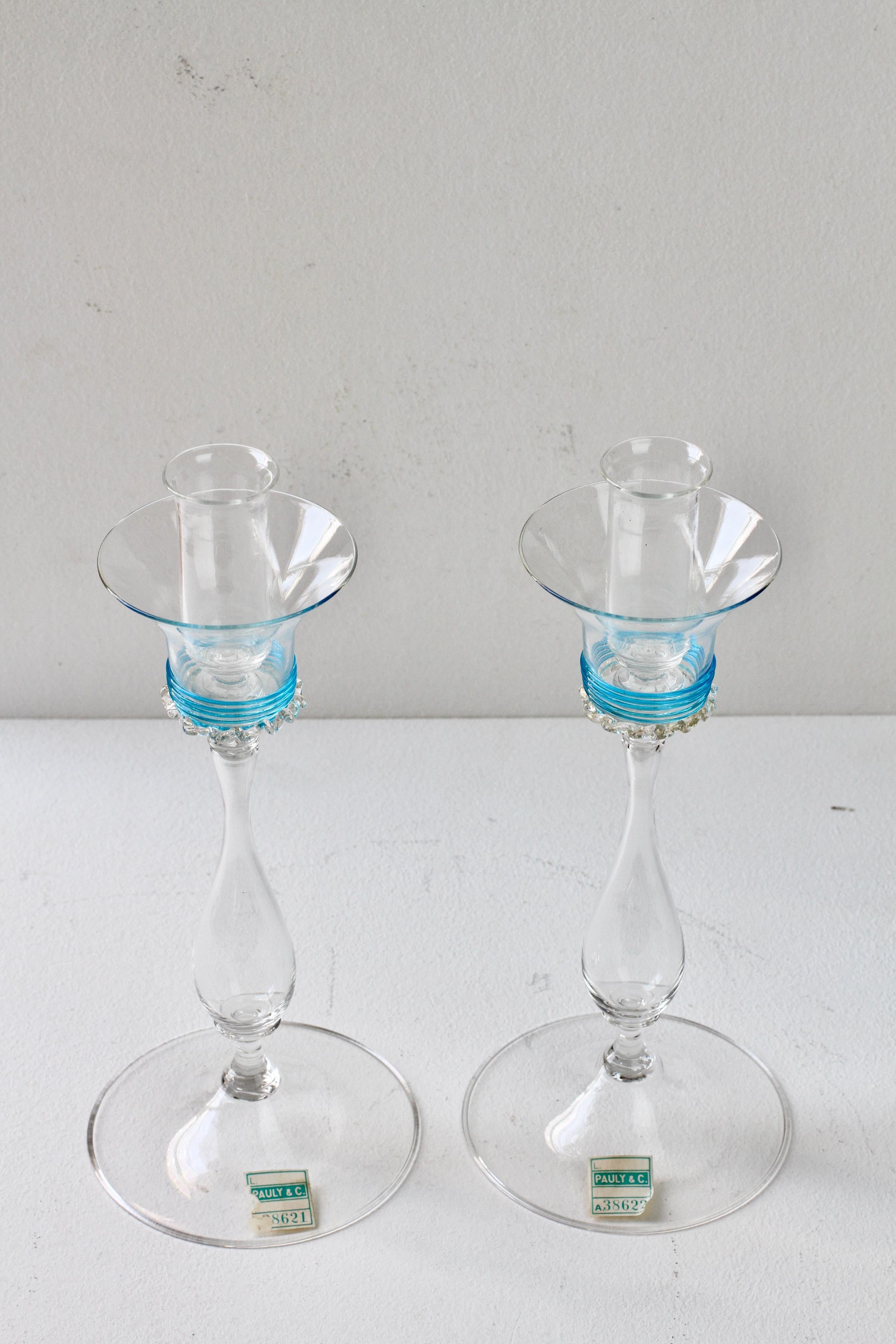 Großes Paar italienisch-venezianischer Murano-Glas-Kerzenhalter aus den 1950er Jahren von Pauly & Co. im Angebot 3