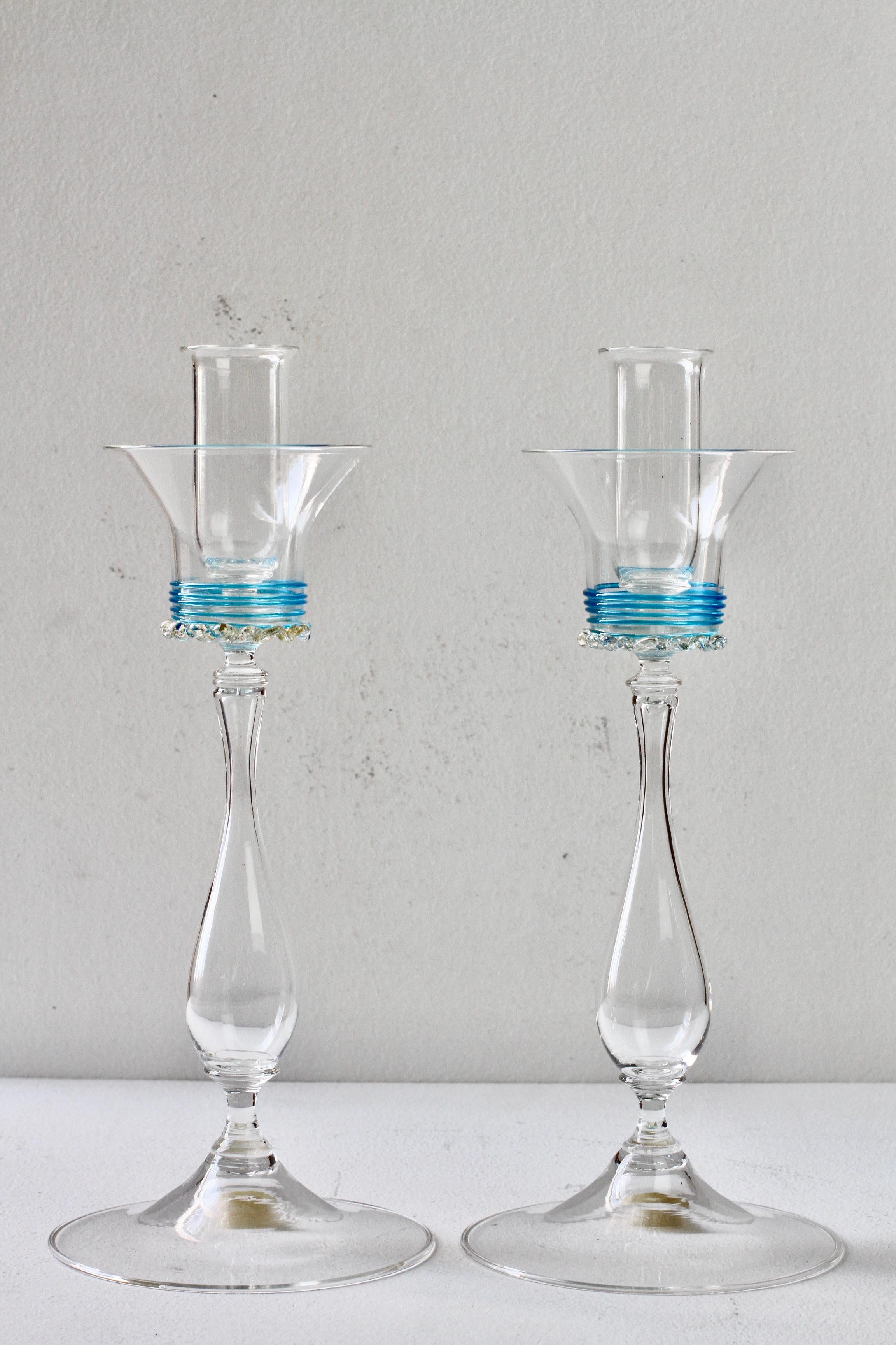 Großes Paar italienisch-venezianischer Murano-Glas-Kerzenhalter aus den 1950er Jahren von Pauly & Co. im Zustand „Gut“ im Angebot in Landau an der Isar, Bayern
