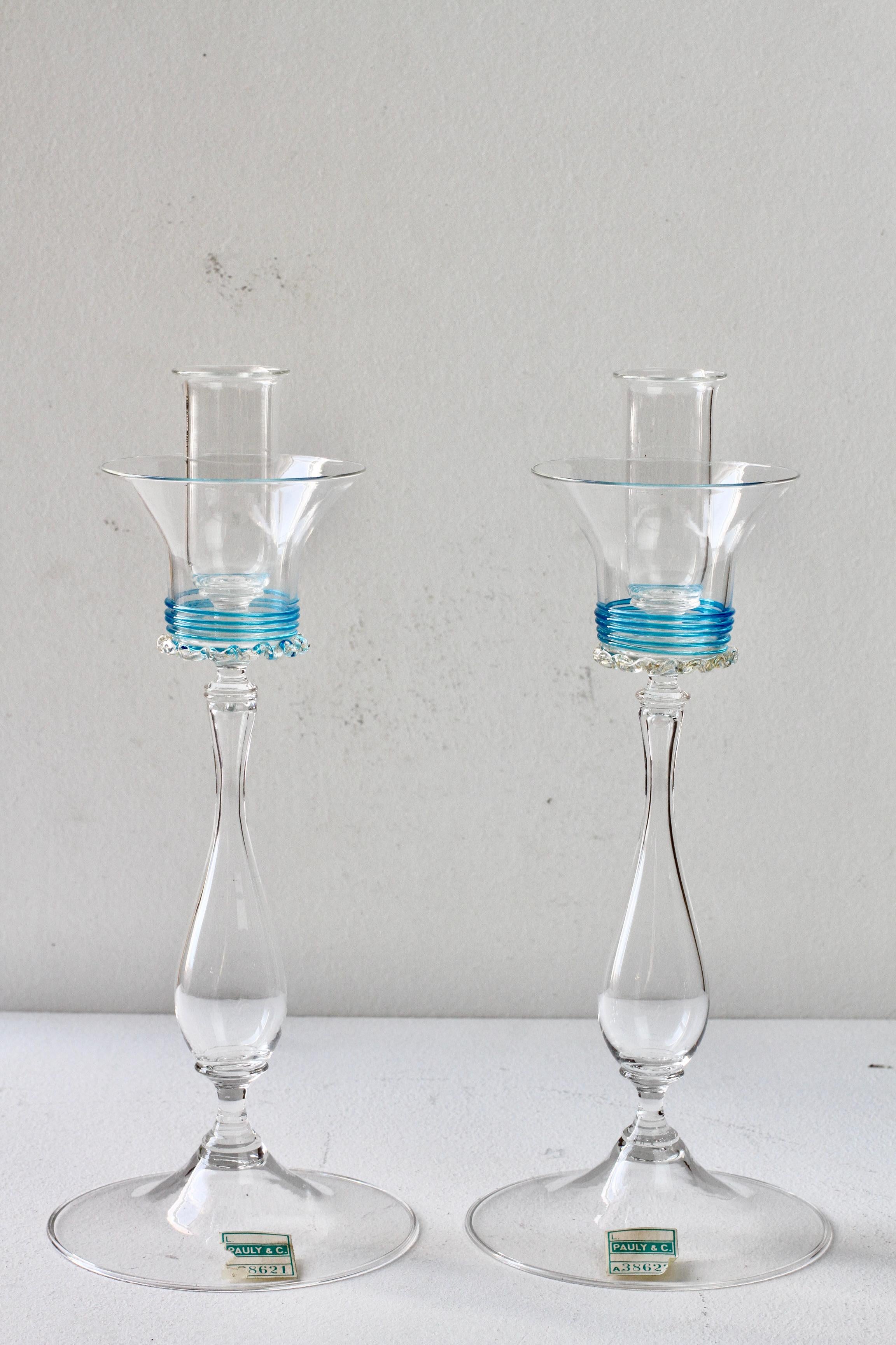 Großes Paar italienisch-venezianischer Murano-Glas-Kerzenhalter aus den 1950er Jahren von Pauly & Co. im Angebot 1