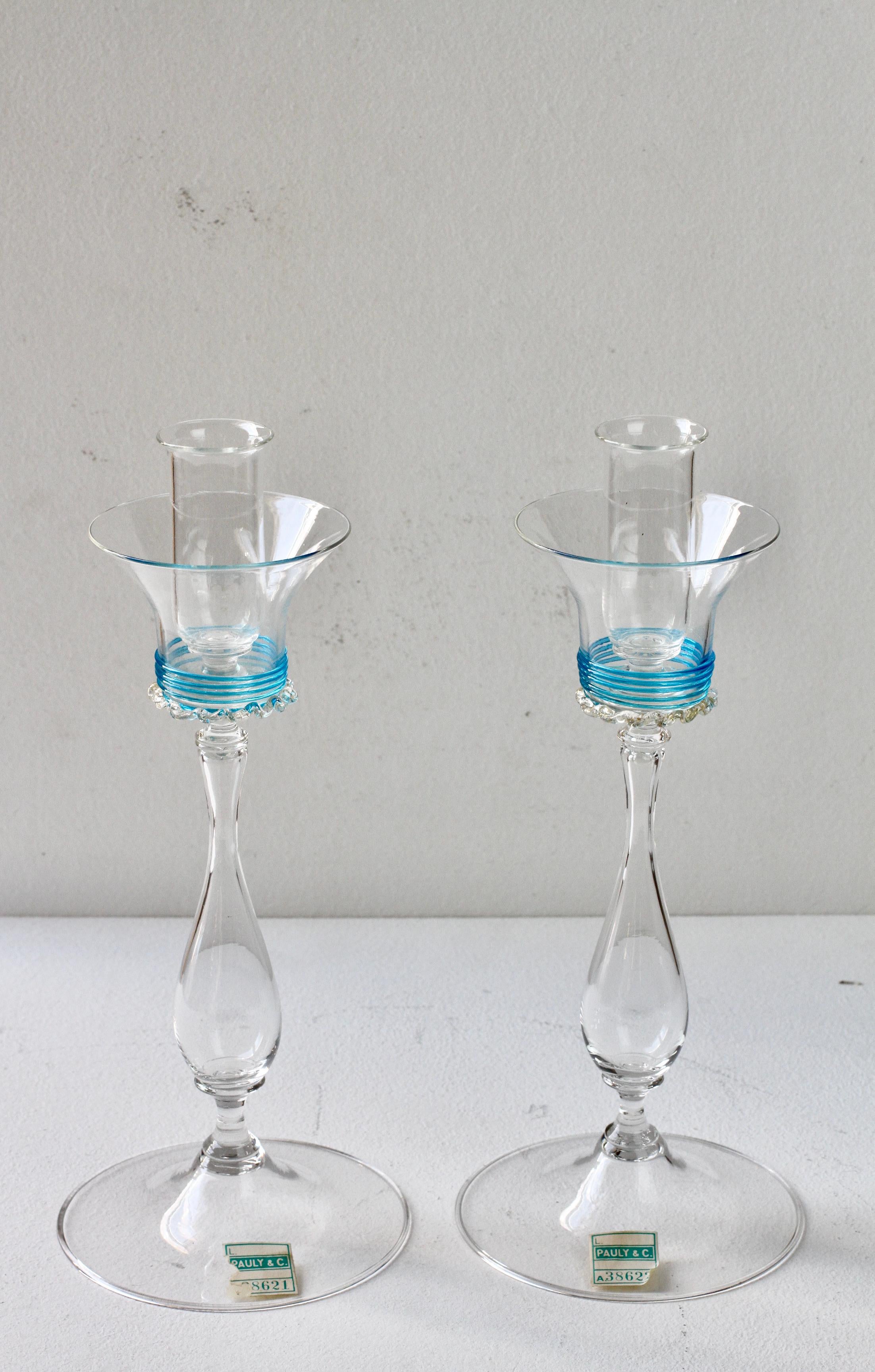 Großes Paar italienisch-venezianischer Murano-Glas-Kerzenhalter aus den 1950er Jahren von Pauly & Co. im Angebot 2